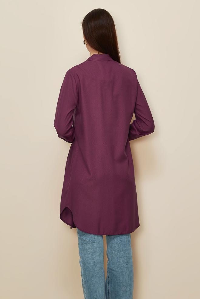 Vêtements hijab FUCHSIA TUNIQUE À COL CHEMISE 44344 - ALVİNA