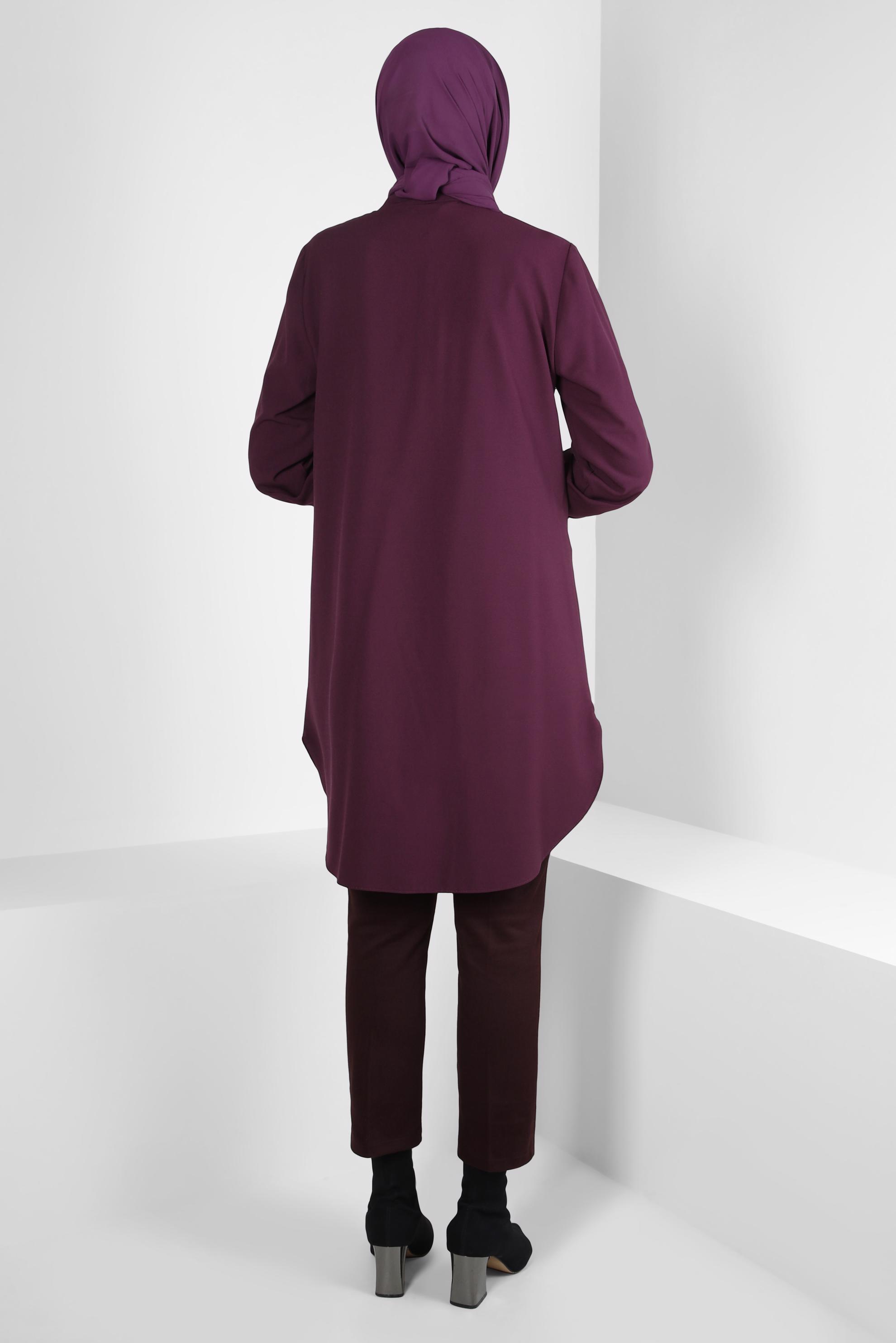 Tesettür giyim MÜRDÜM GÖMLEK YAKA TUNİK 44344