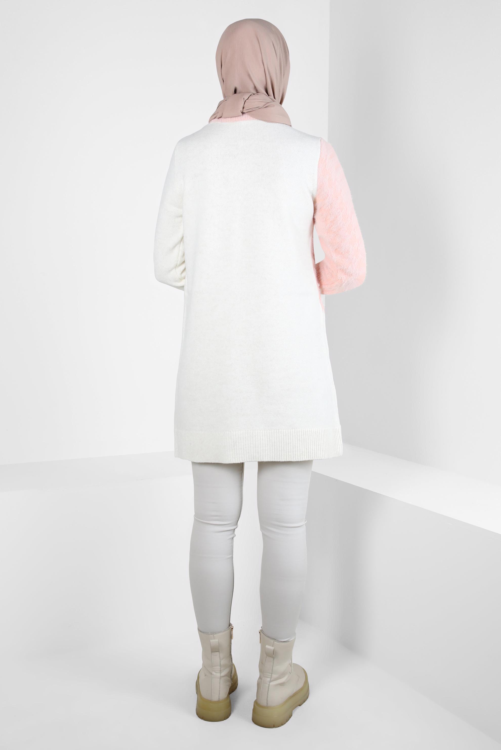 Tesettür giyim PUDRA İKİ RENKLİ TRİKO TUNİK 44349