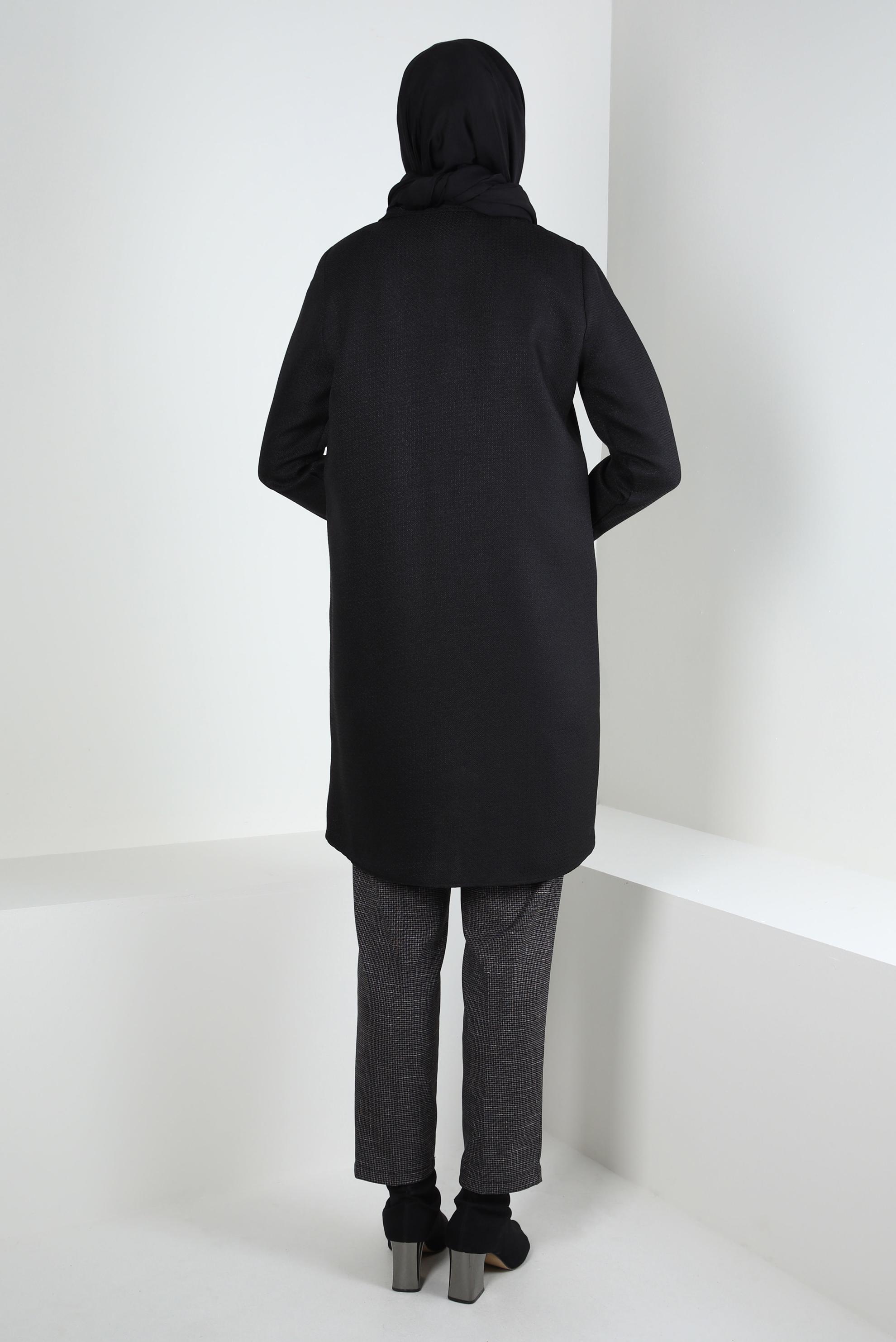 Tesettür giyim SİYAH FERMUARLI TUNİK 44355