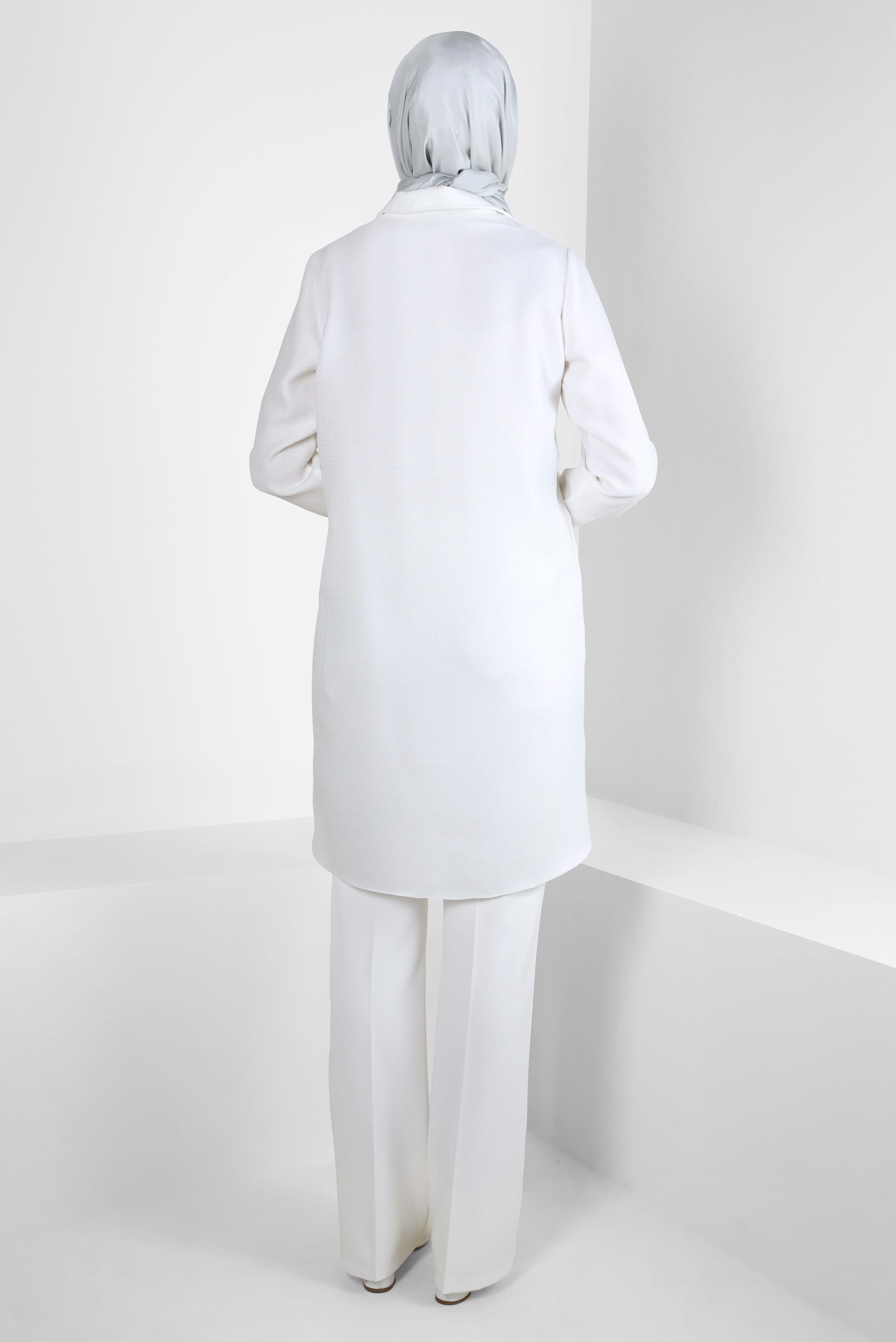 Tesettür giyim BEYAZ FERMUARLI TUNİK 44355