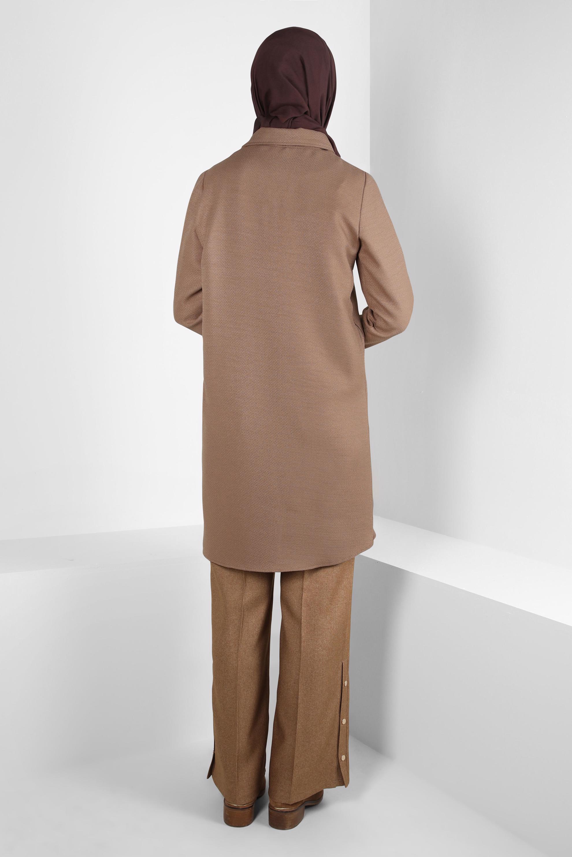 Tesettür giyim KAHVE FERMUARLI TUNİK 44355