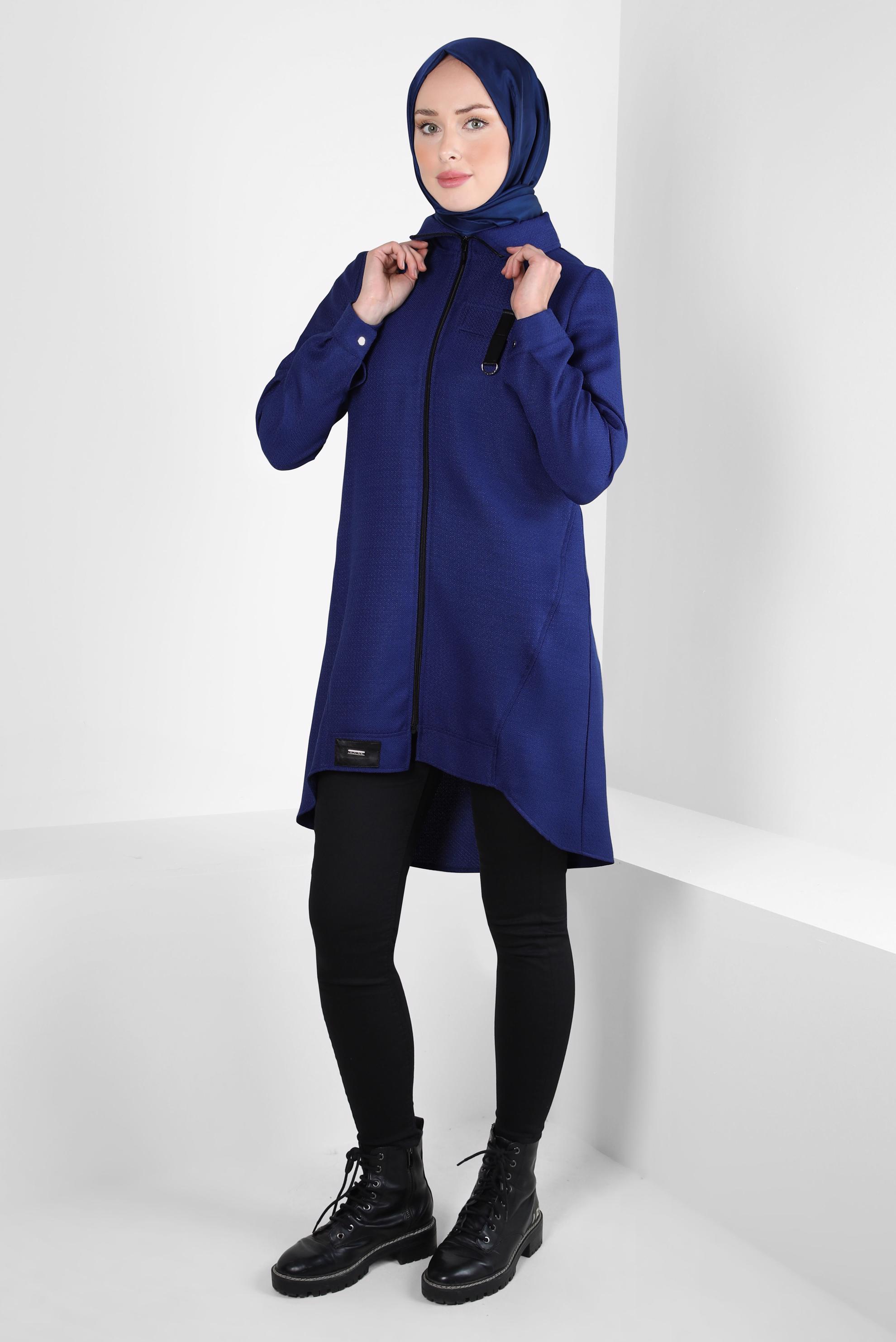 Tesettür giyim LACİVERT FERMUARLI TUNİK 44355