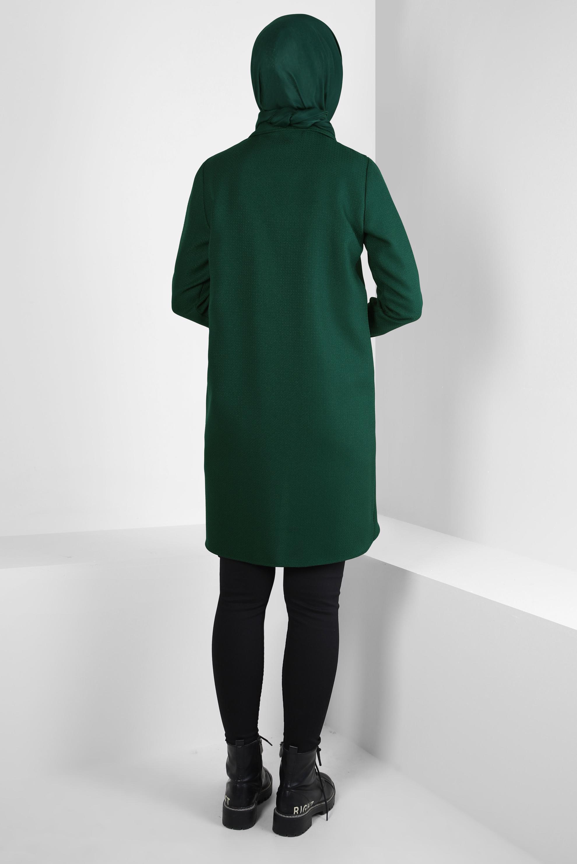 Tesettür giyim YEŞİL FERMUARLI TUNİK 44355