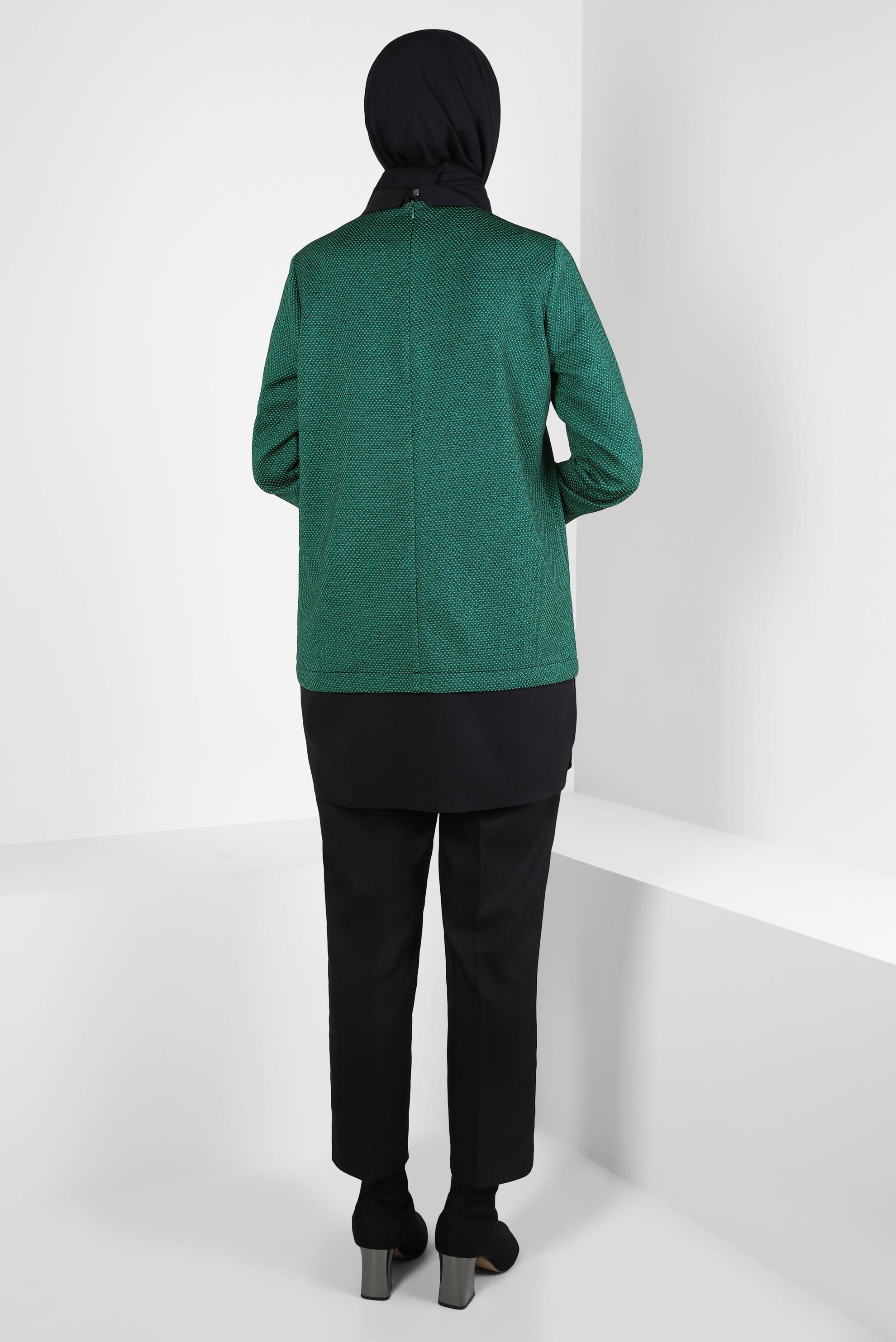 Tesettür giyim YEŞİL GÖMLEK GARNİLİ TUNİK 44357