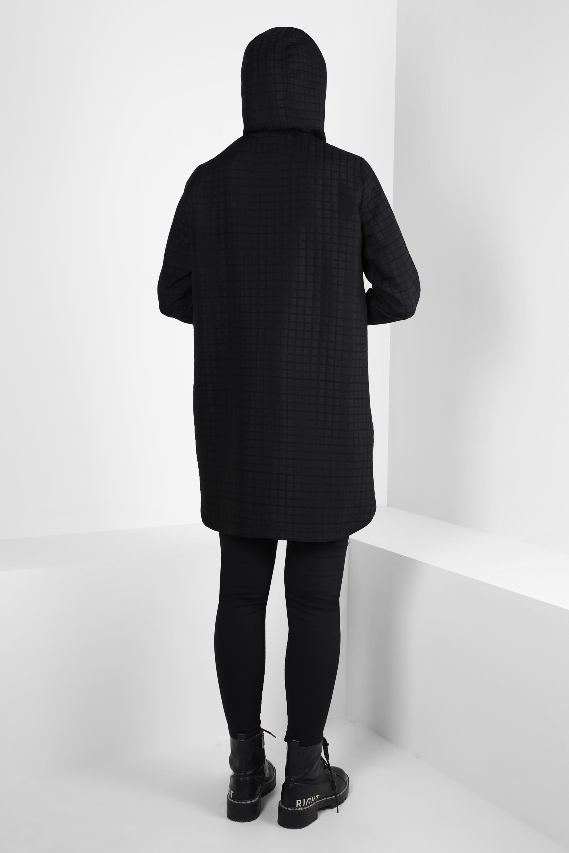 Tesettür giyim SİYAH KAPÜŞONLU TUNİK 44358