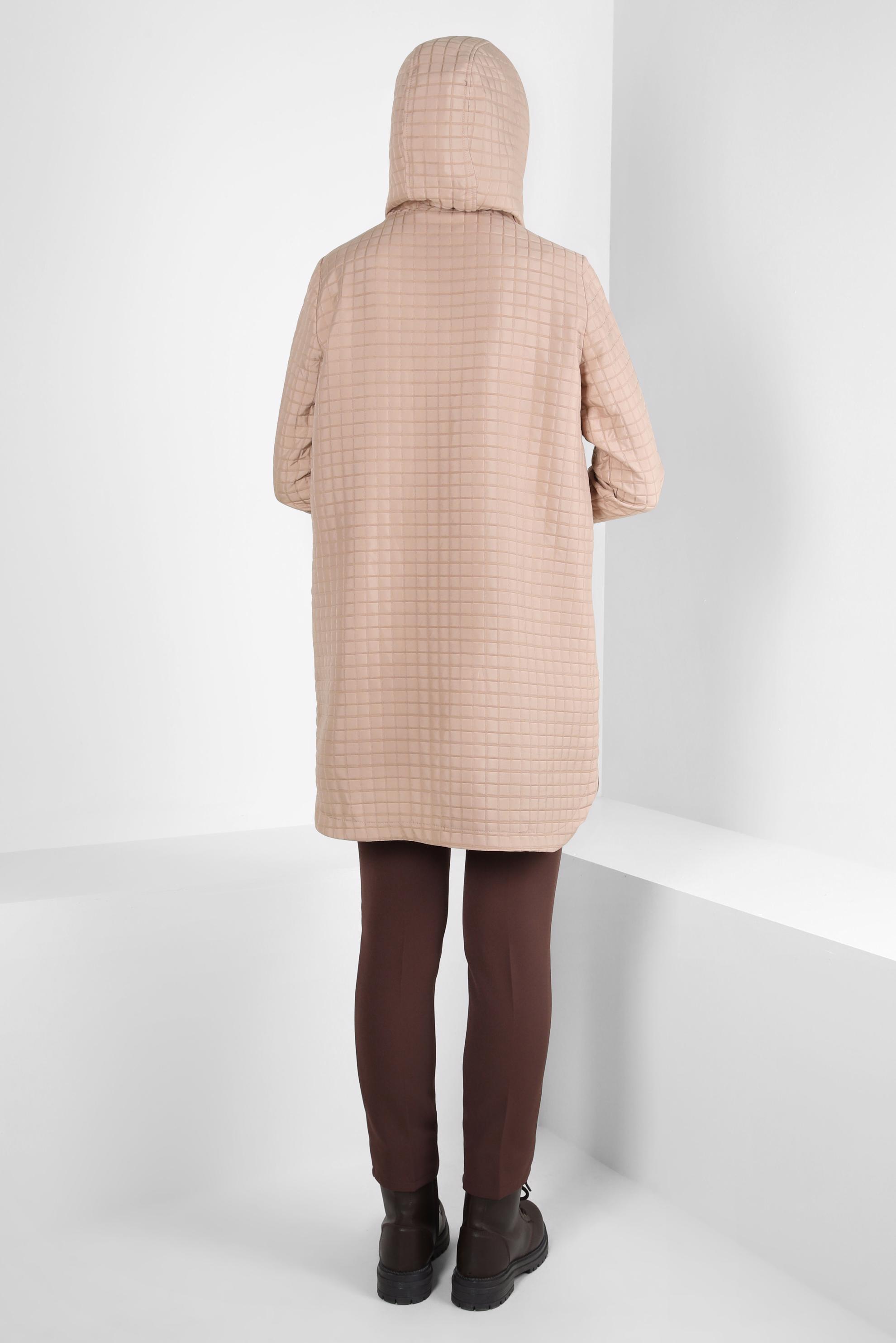 Tesettür giyim BEJ KAPÜŞONLU TUNİK 44358