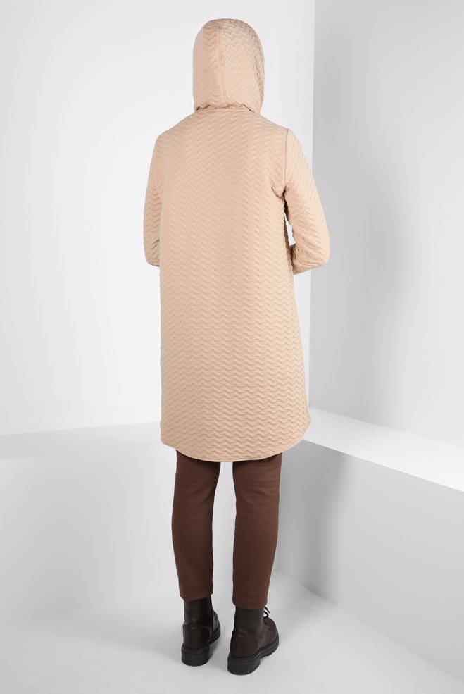 Hijab clothing BEIGE HOODED QUILTED TUNIC 44364 - ALVİNA