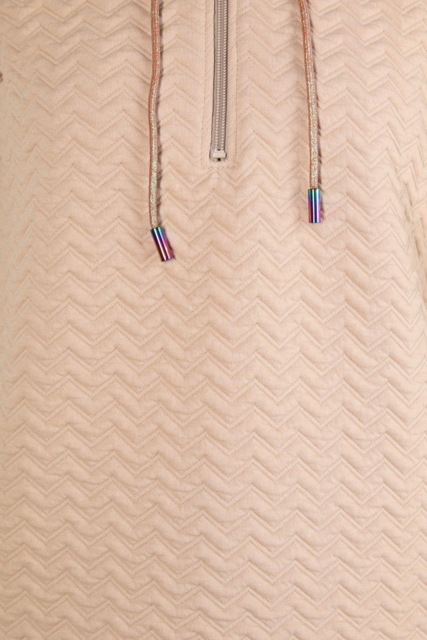 Tesettür giyim BEJ KAPÜŞONLU KAPİTONE TUNİK 44364