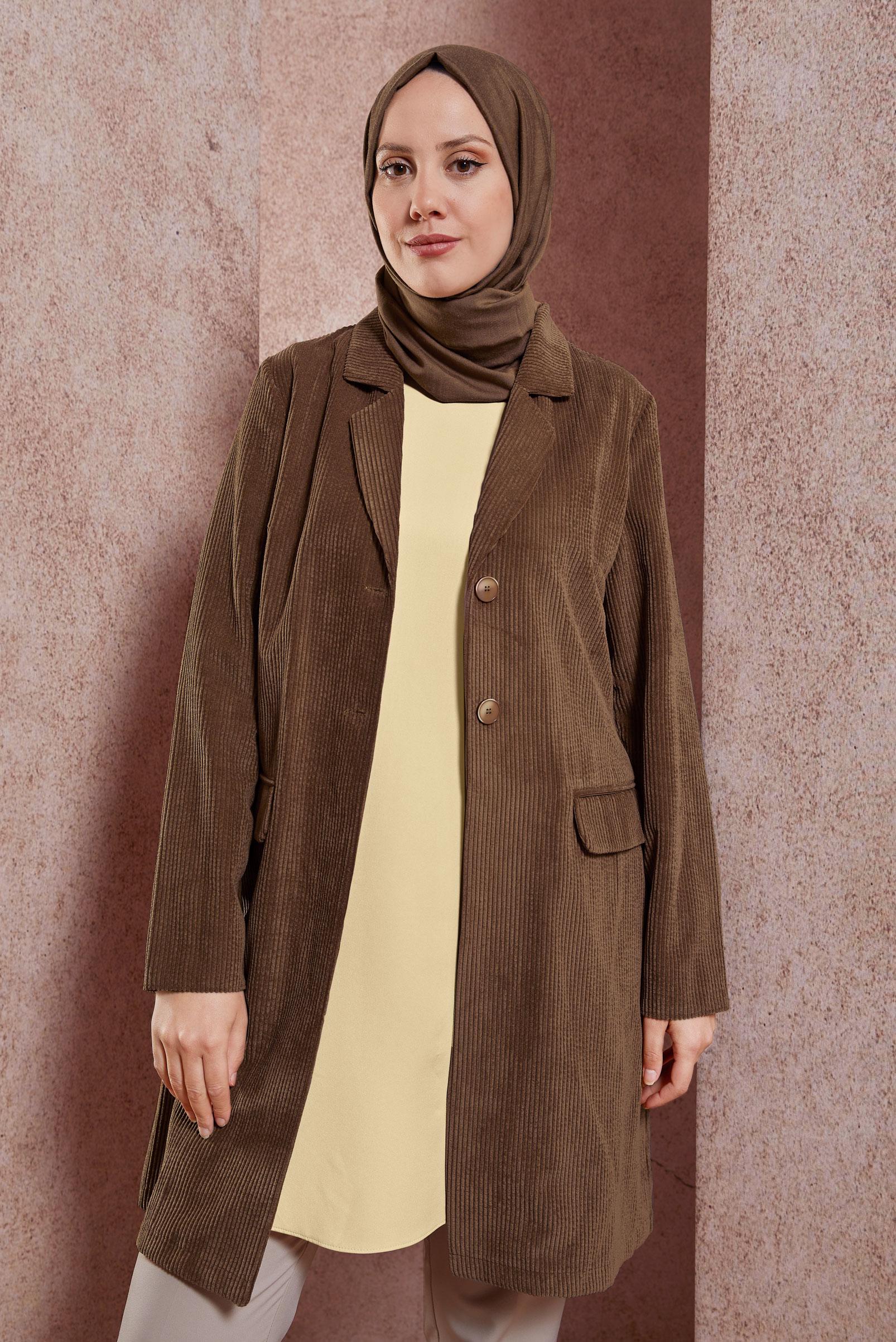 Tesettür giyim BEJ KOLSUZ İÇ TUNİK 4485