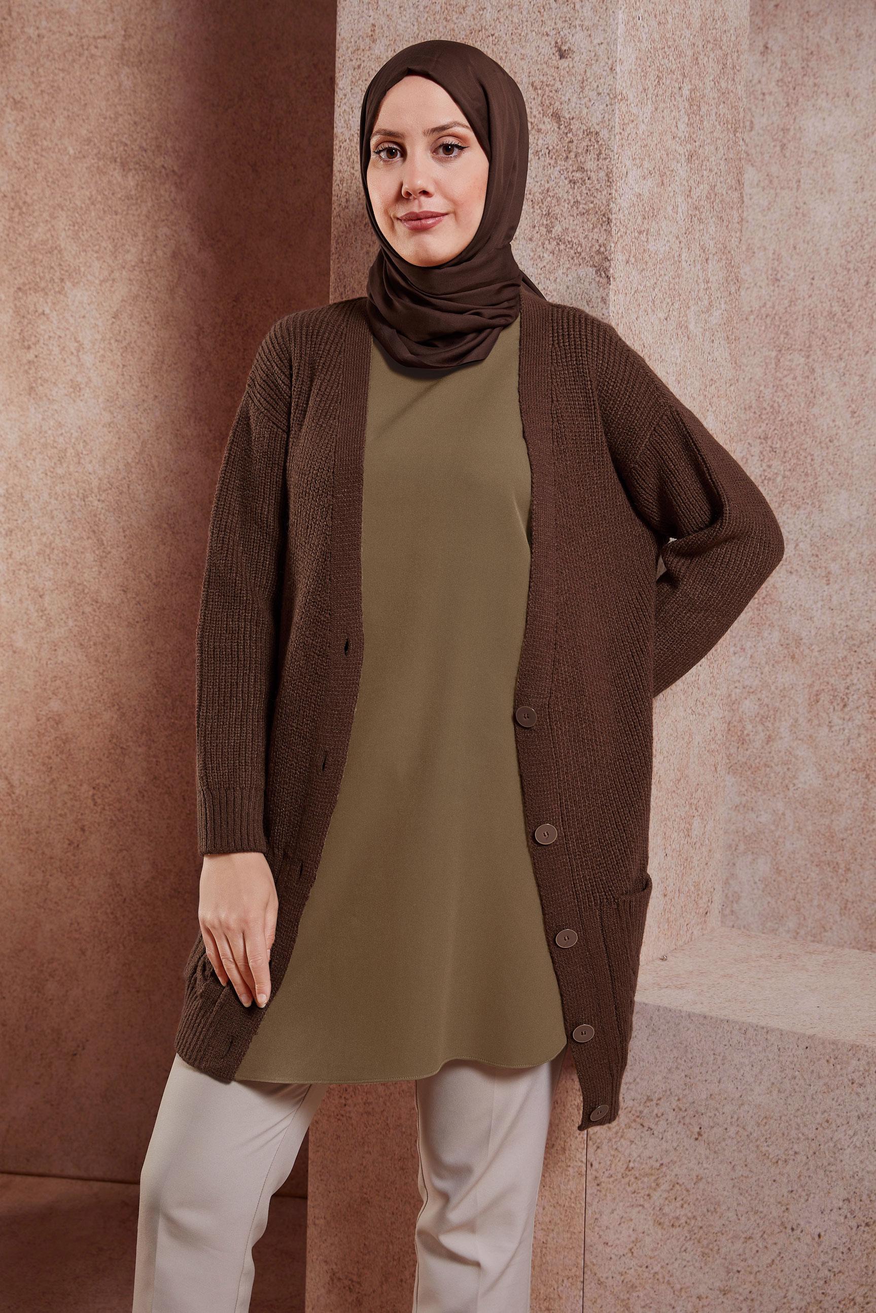 Tesettür giyim VİZON KOLSUZ İÇ TUNİK 4485