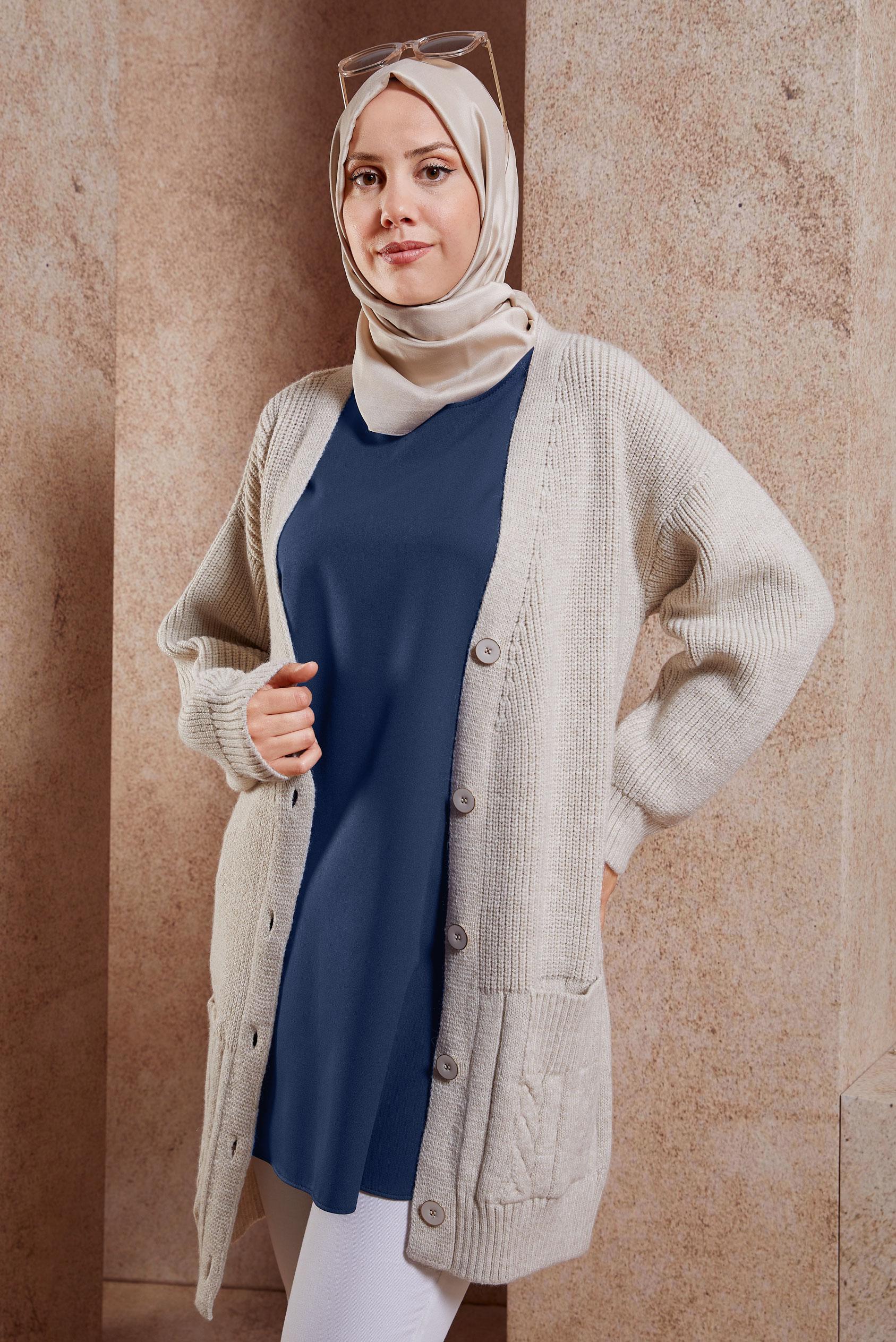 Tesettür giyim LACİVERT KOLSUZ İÇ TUNİK 4485