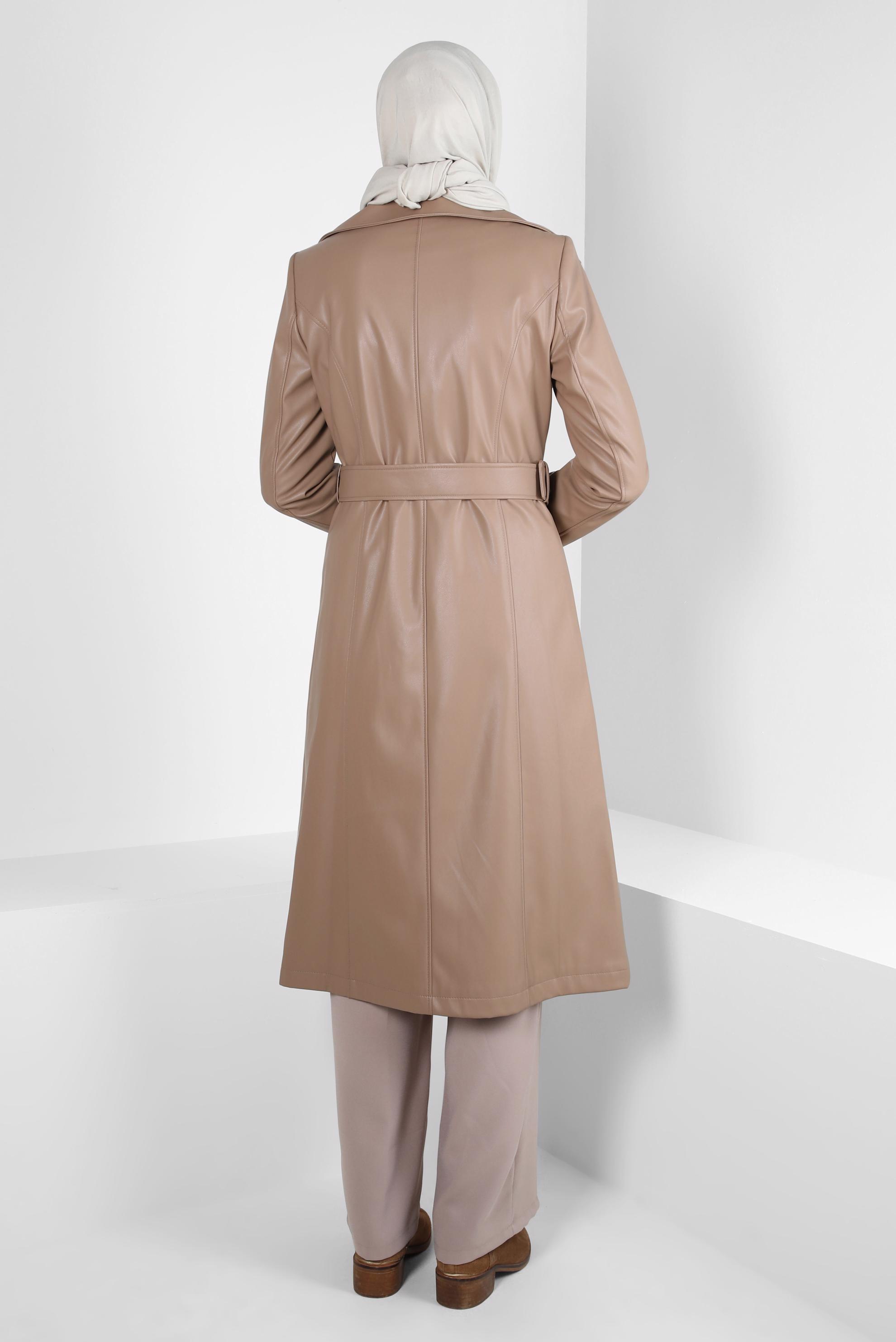 Vêtements hijab BRUN IMPERMÉABLE EN SIMILI CUIR 10692