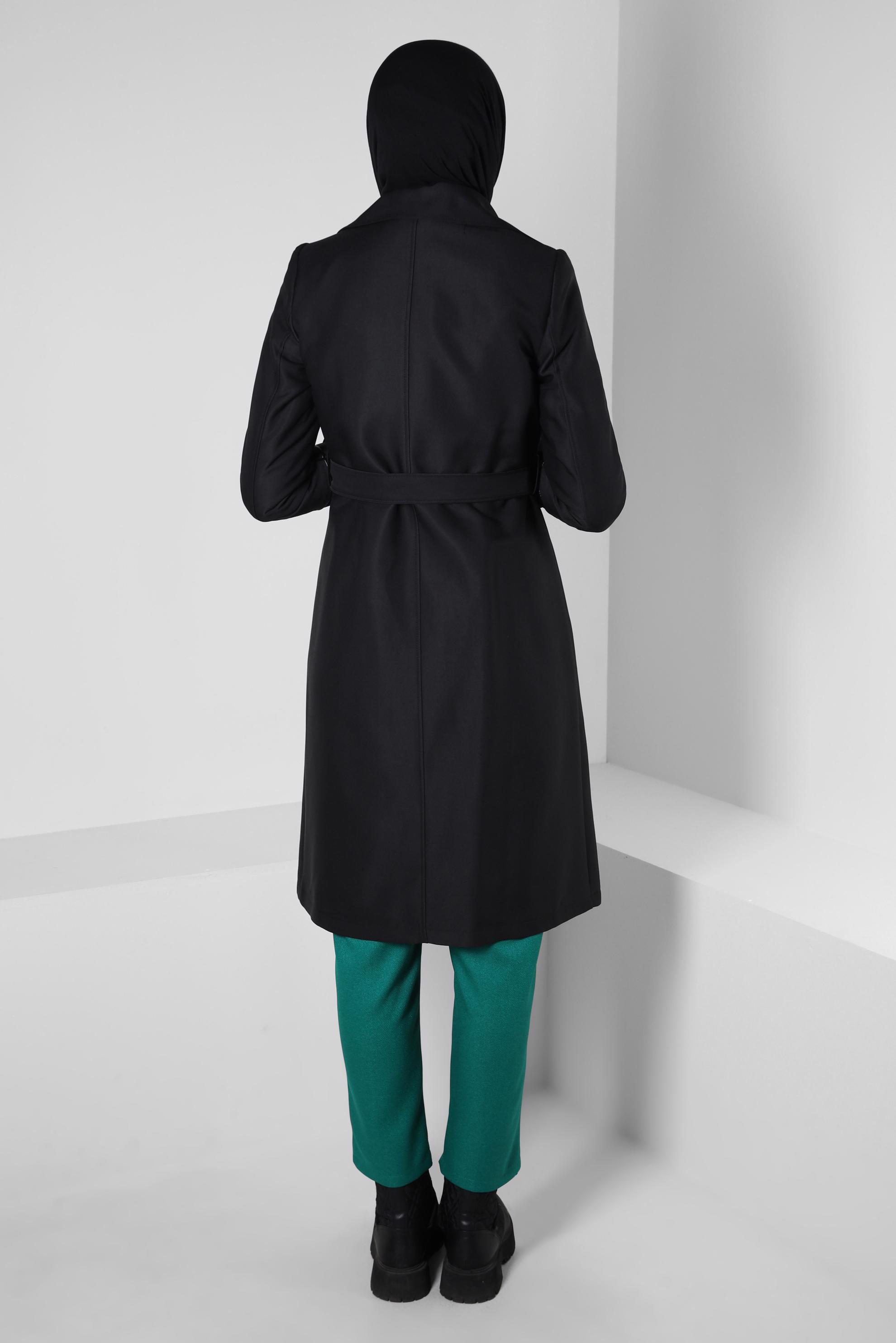 Vêtements hijab NOIR TRENCH-COAT CEINTURE 10800