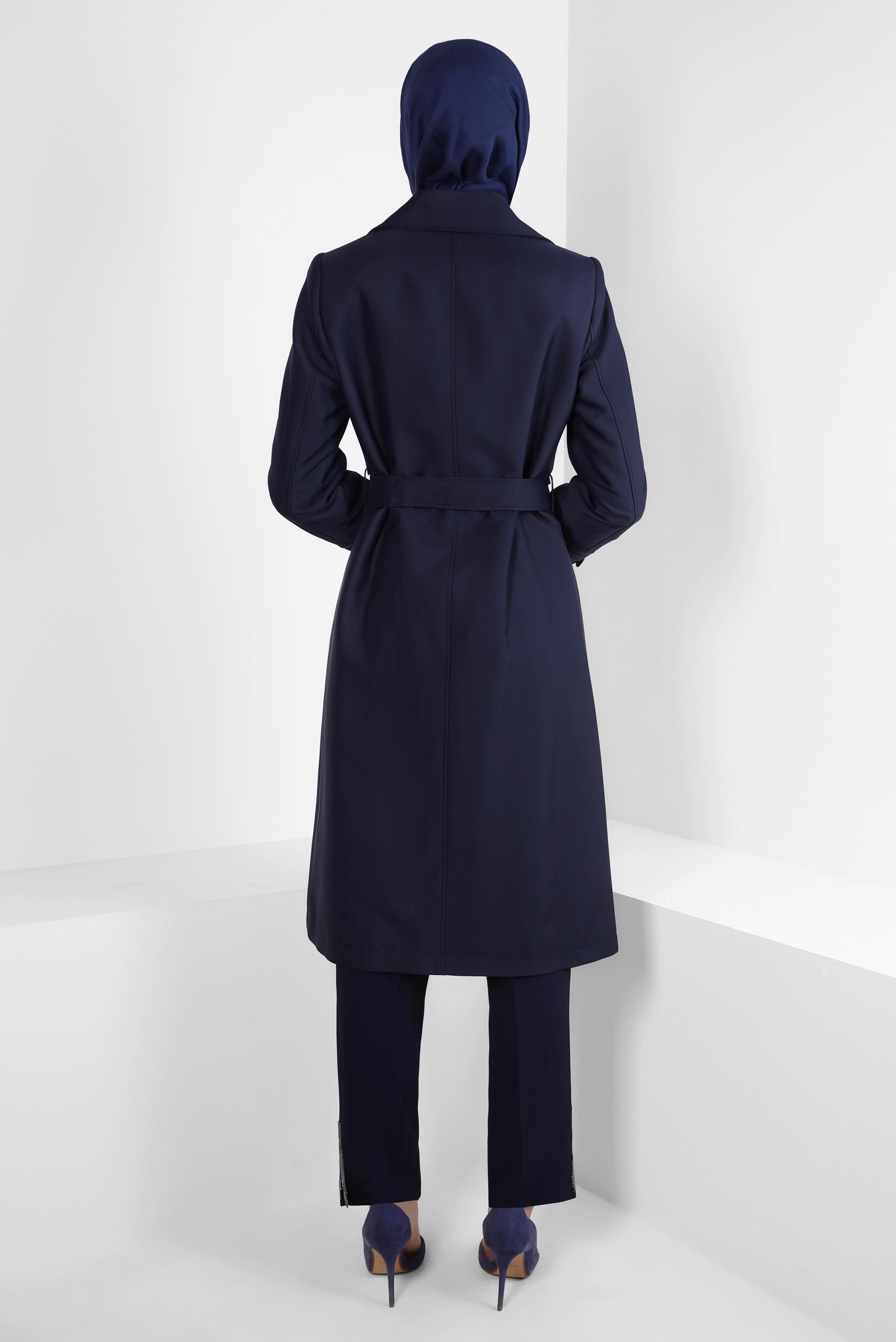 Vêtements hijab BLEU MARINE TRENCH-COAT CEINTURE 10800