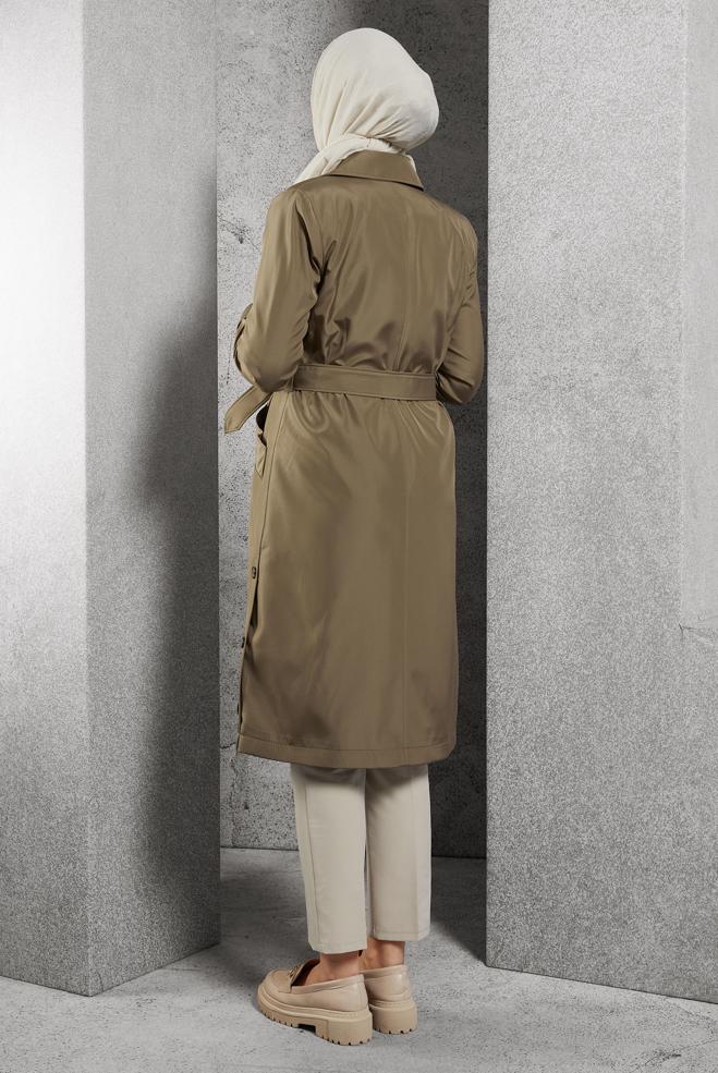 Hijab clothing MINK BELTED TRENCH COAT 10801 - ALVİNA