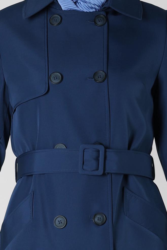 Hijab clothing NAVY BLUE BELTED TRENCH COAT 10801 - ALVİNA