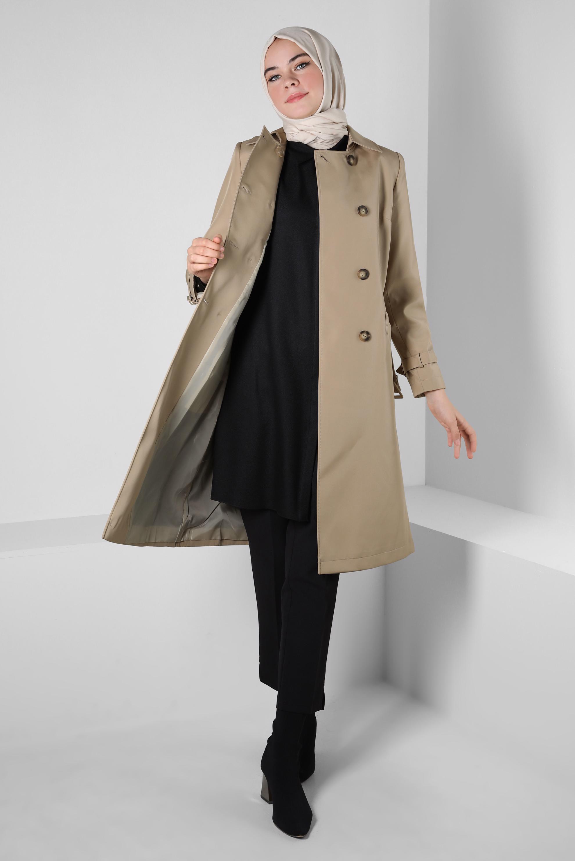 Vêtements hijab BEIGE TRENCH CEINTURE CEINTURE 10801
