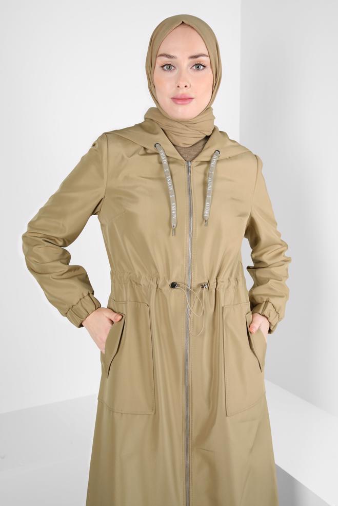 Hijab clothing BROWN BELTED TRENCH COAT 10802 - ALVİNA