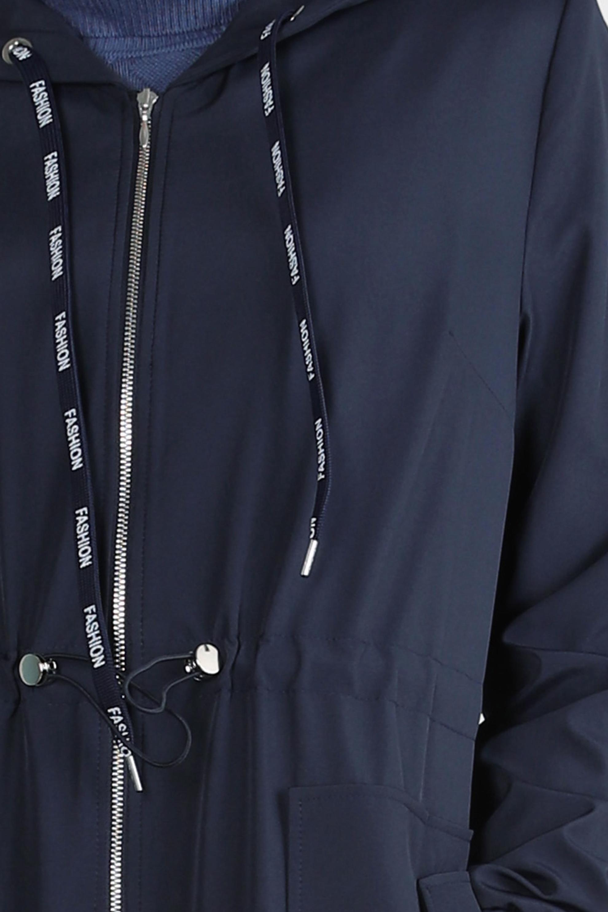 Tesettür giyim LACİVERT KAPÜŞONLU TRENÇKOT 10802