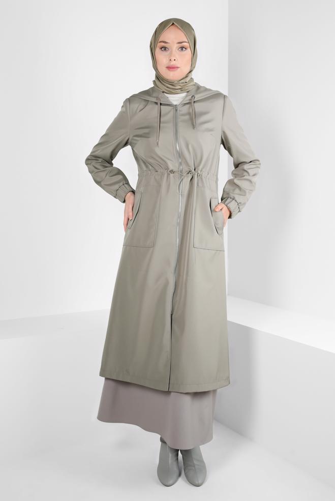 Hijab clothing BROWN BELTED TRENCH COAT 10802 - ALVİNA
