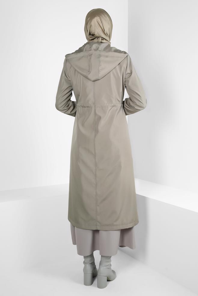 Hijab clothing BROWN BELTED TRENCH COAT 10802 - ALVİNA