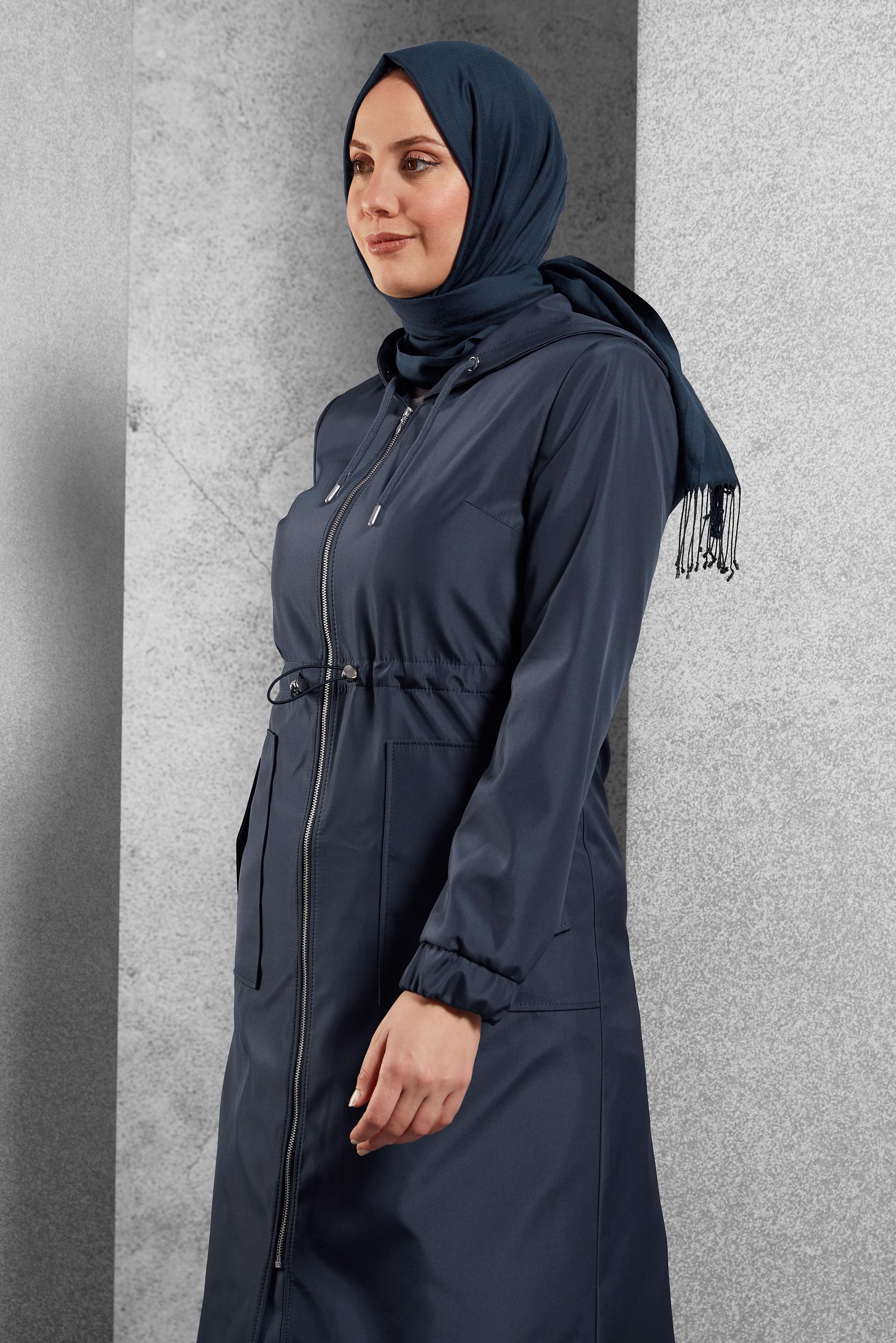 Vêtements hijab BLEU MARINE TRENCH-COAT CEINTURÉ 10802