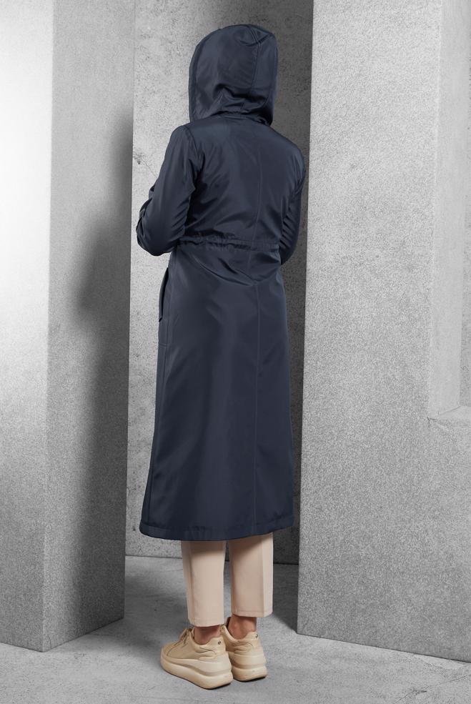 Hijab clothing NAVY BLUE BELTED TRENCH COAT 10802 - ALVİNA
