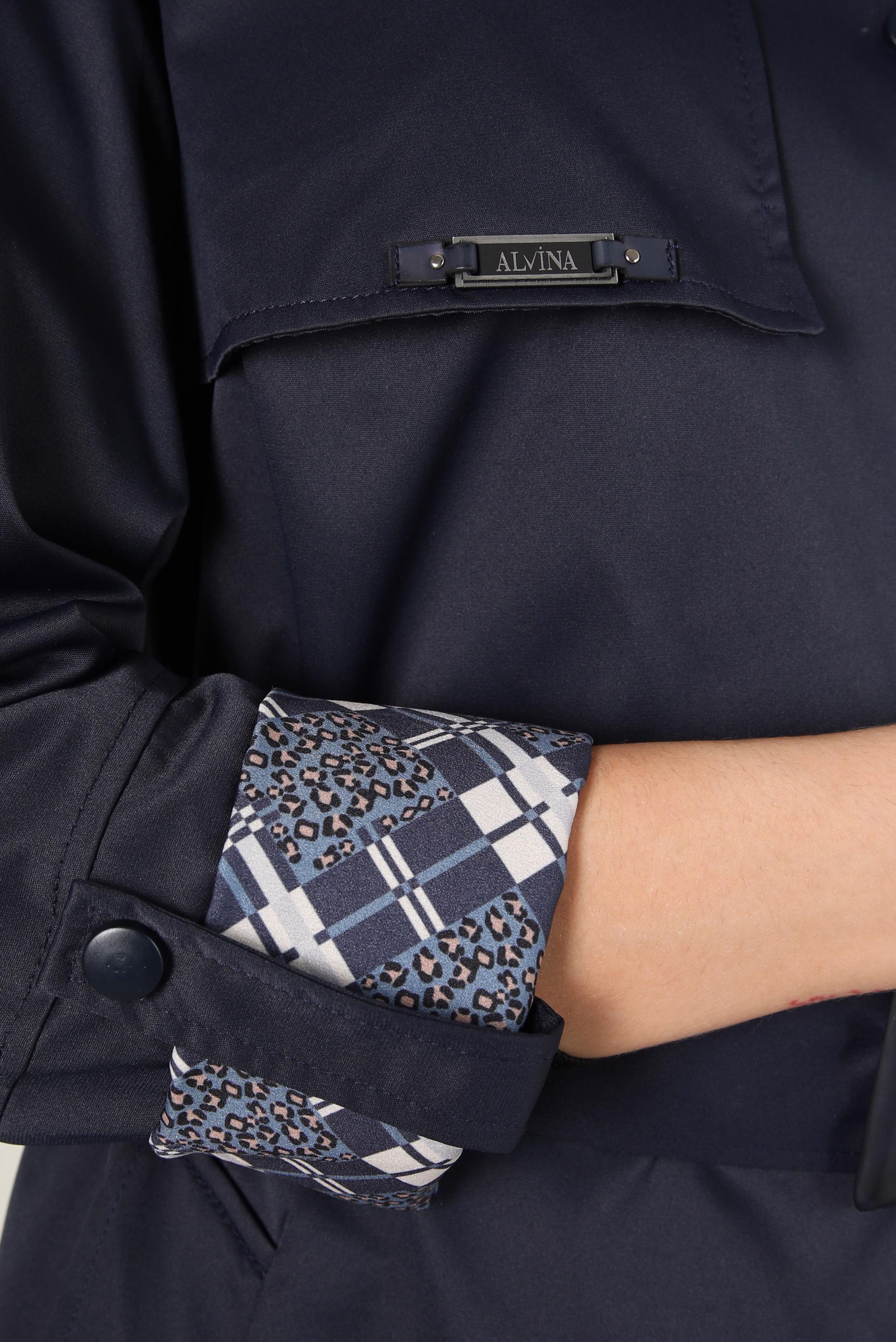 Hijab clothing NAVY BLUE TRENCH COAT WITH PATTERNED CUFFS 10807