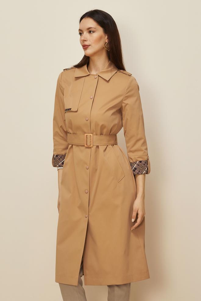 Hijab clothing TABA TRENCH COAT WITH PATTERNED CUFFS 10807 - ALVİNA