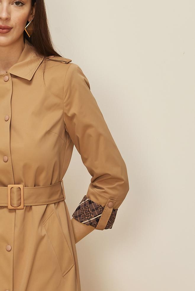 Hijab clothing TABA TRENCH COAT WITH PATTERNED CUFFS 10807 - ALVİNA