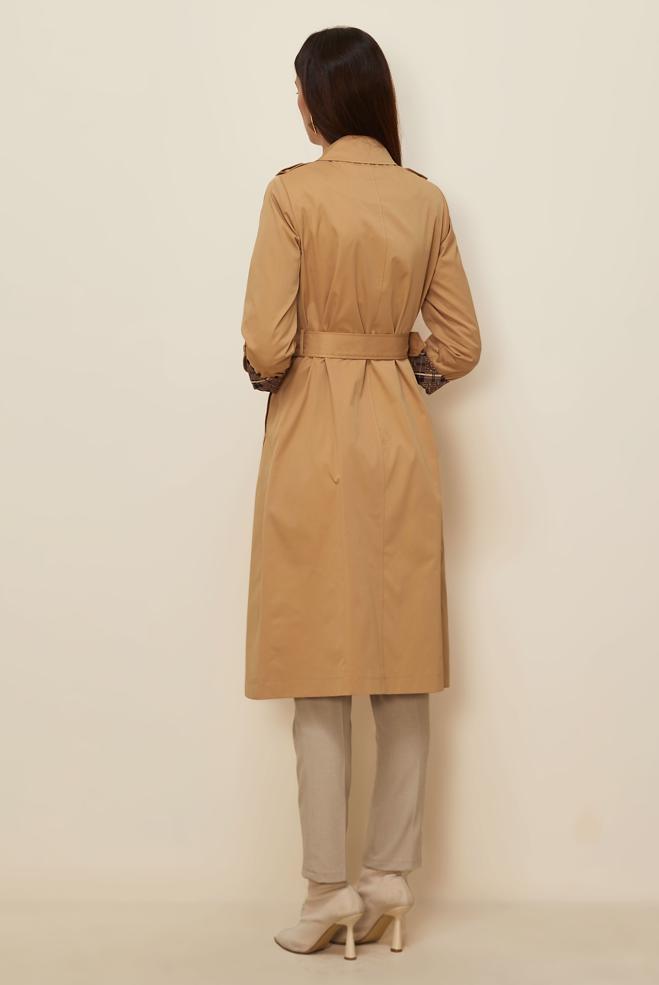 Hijab clothing TABA TRENCH COAT WITH PATTERNED CUFFS 10807 - ALVİNA