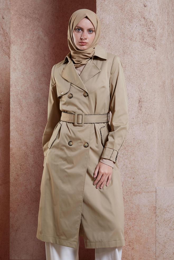 Hijab clothing BROWN 10808 LOFT TRENÇKOT 38/46 TEK40 - ALVİNA
