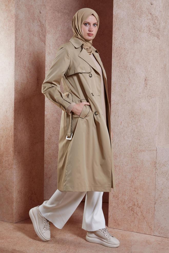 Hijab clothing BROWN 10808 LOFT TRENÇKOT 38/46 TEK40 - ALVİNA