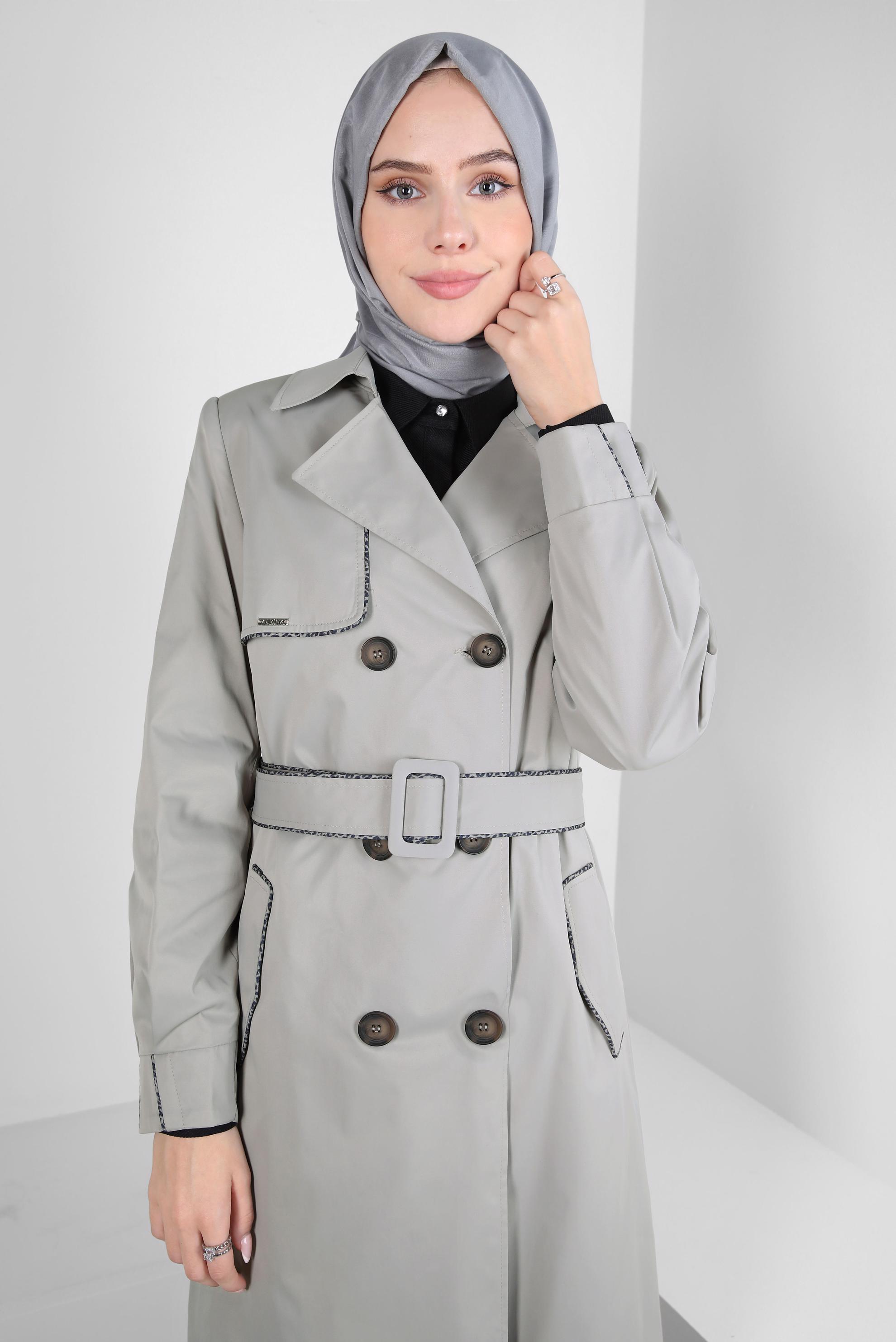 Vêtements hijab BEIGE TRENCH-COAT CEINTURE 10808