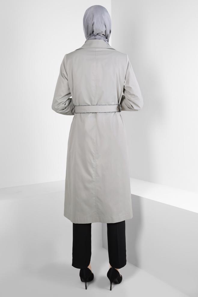 Hijab clothing BEIGE BELTED TRENCH COAT 10808 - ALVİNA
