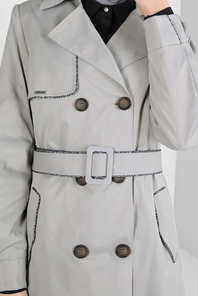 Hijab clothing BEIGE BELTED TRENCH COAT 10808 - ALVİNA