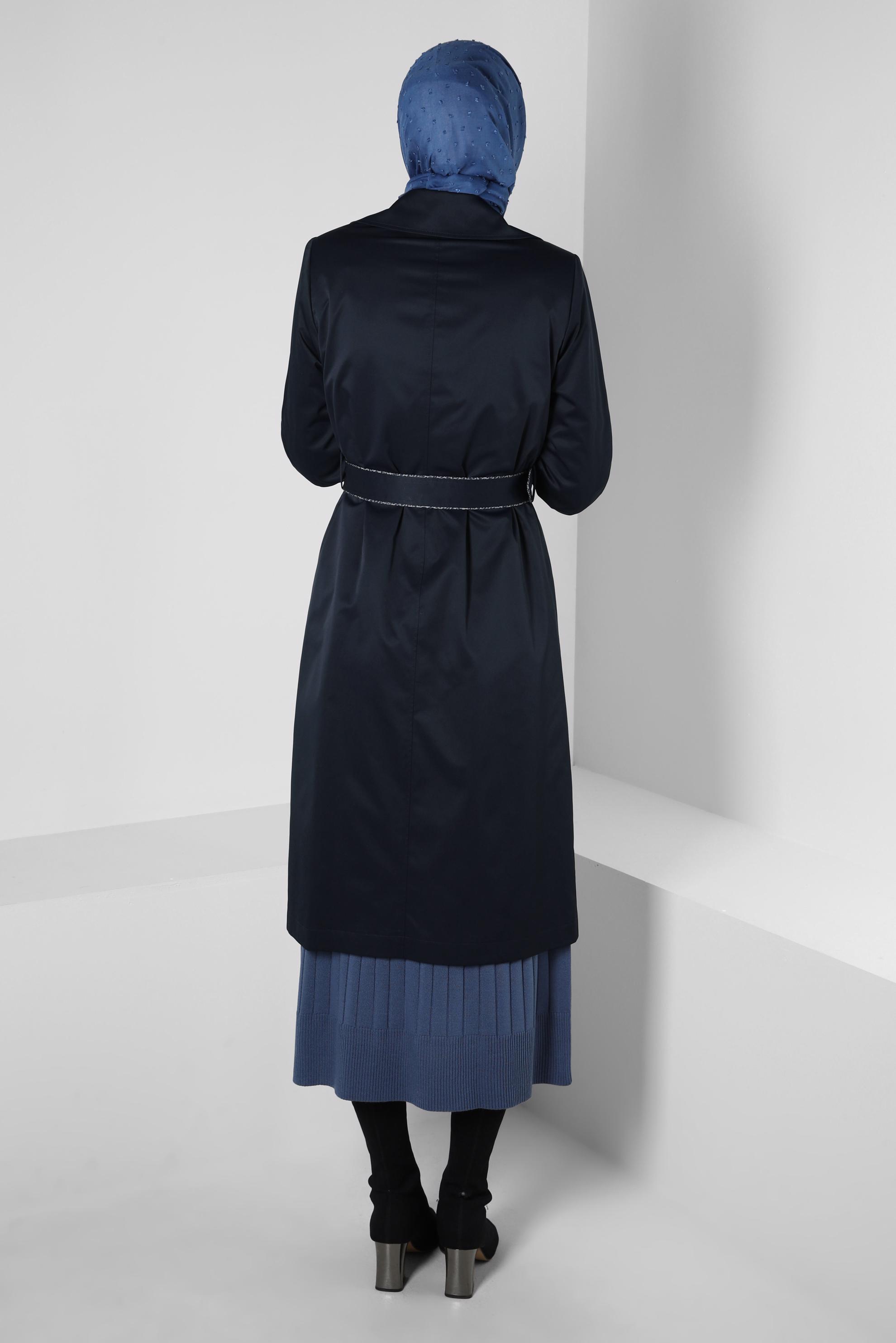 Vêtements hijab BLEU MARINE TRENCH-COAT CEINTURE 10808