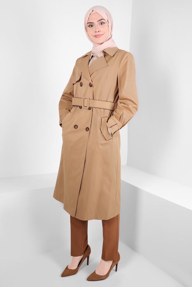 Hijab clothing TABA BELTED TRENCH COAT 10808 - ALVİNA
