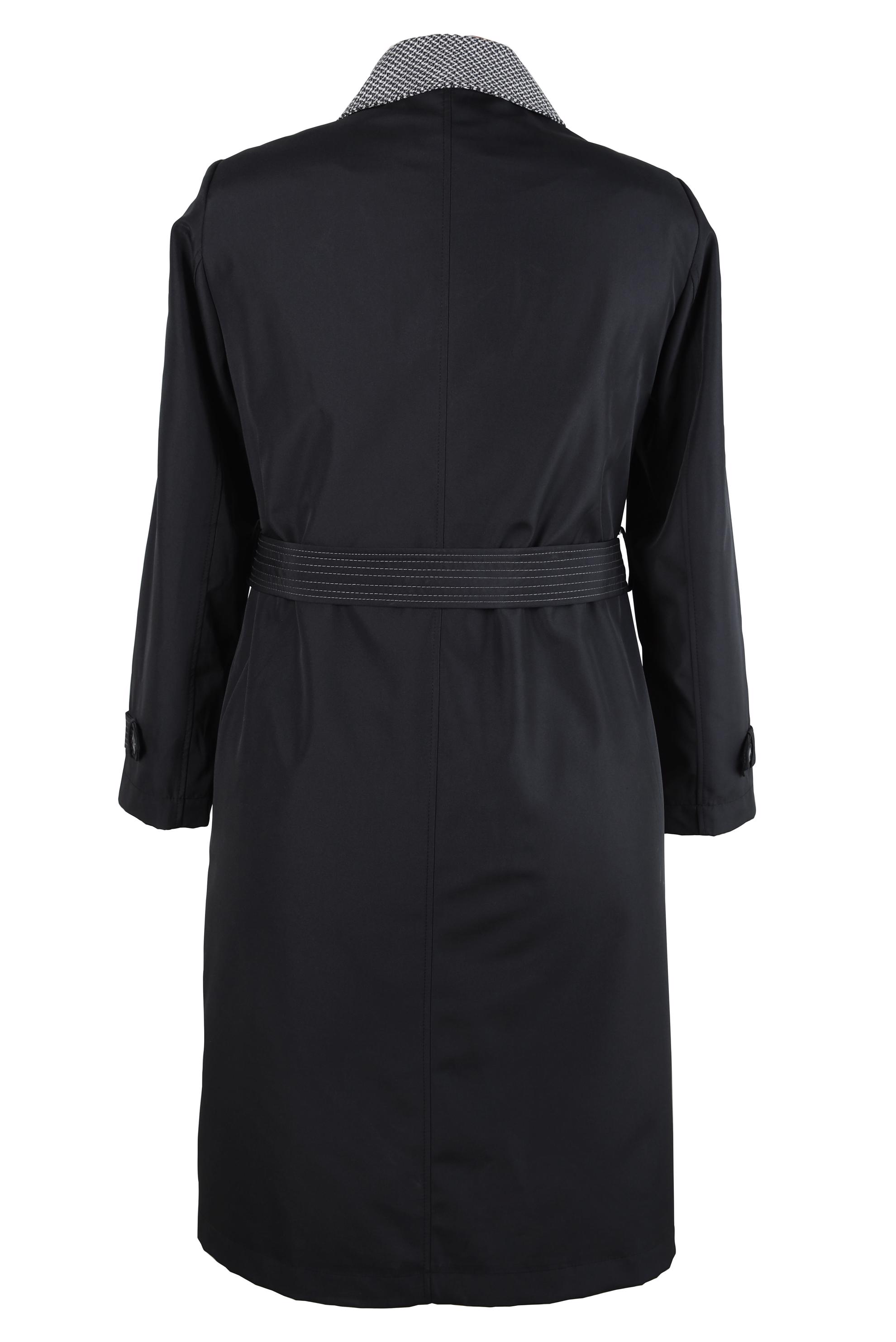 Tesettür giyim SİYAH KEMERLİ BÜYÜK BEDEN TRENÇKOT 10809