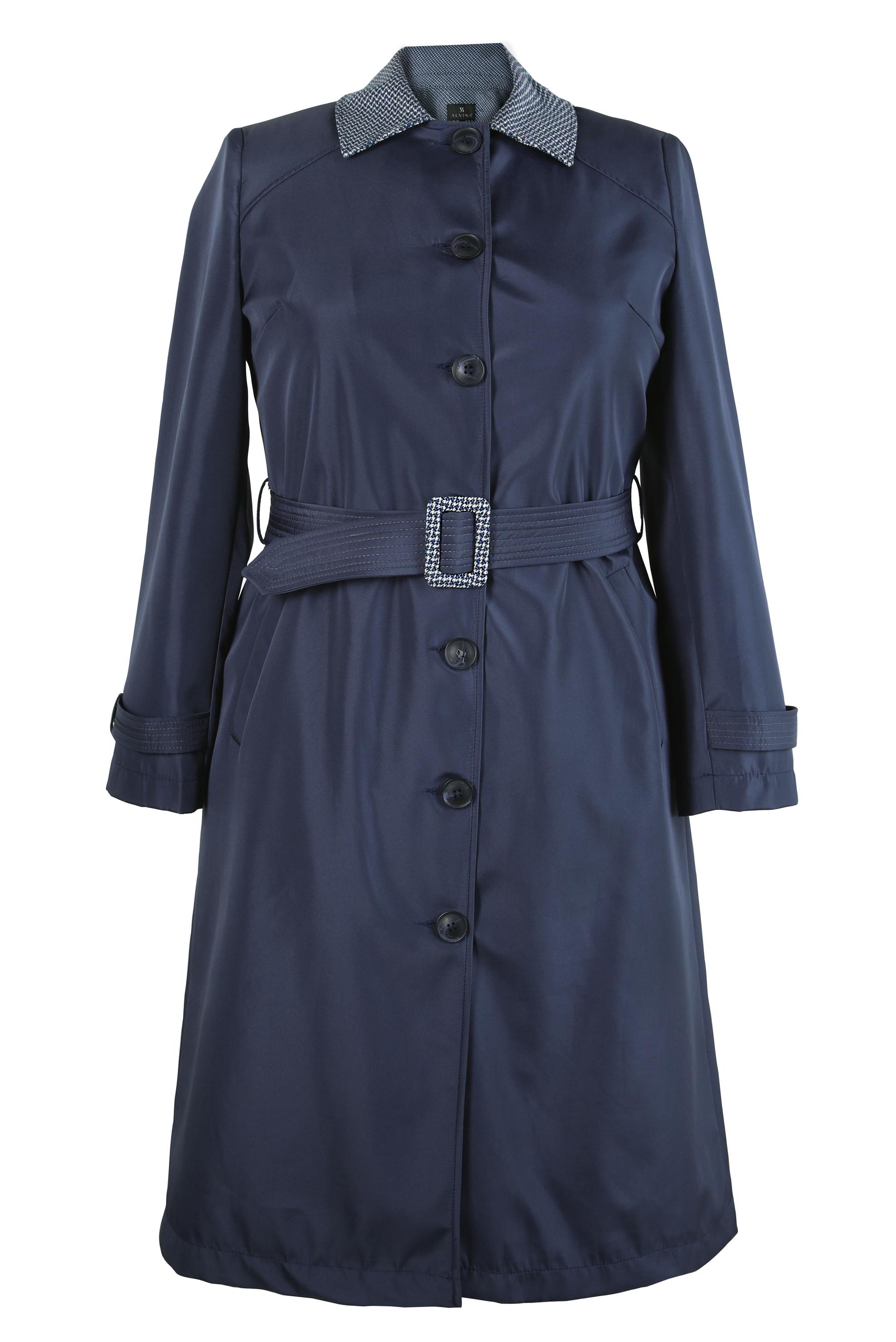 Tesettür giyim LACİVERT KEMERLİ BÜYÜK BEDEN TRENÇKOT 10809