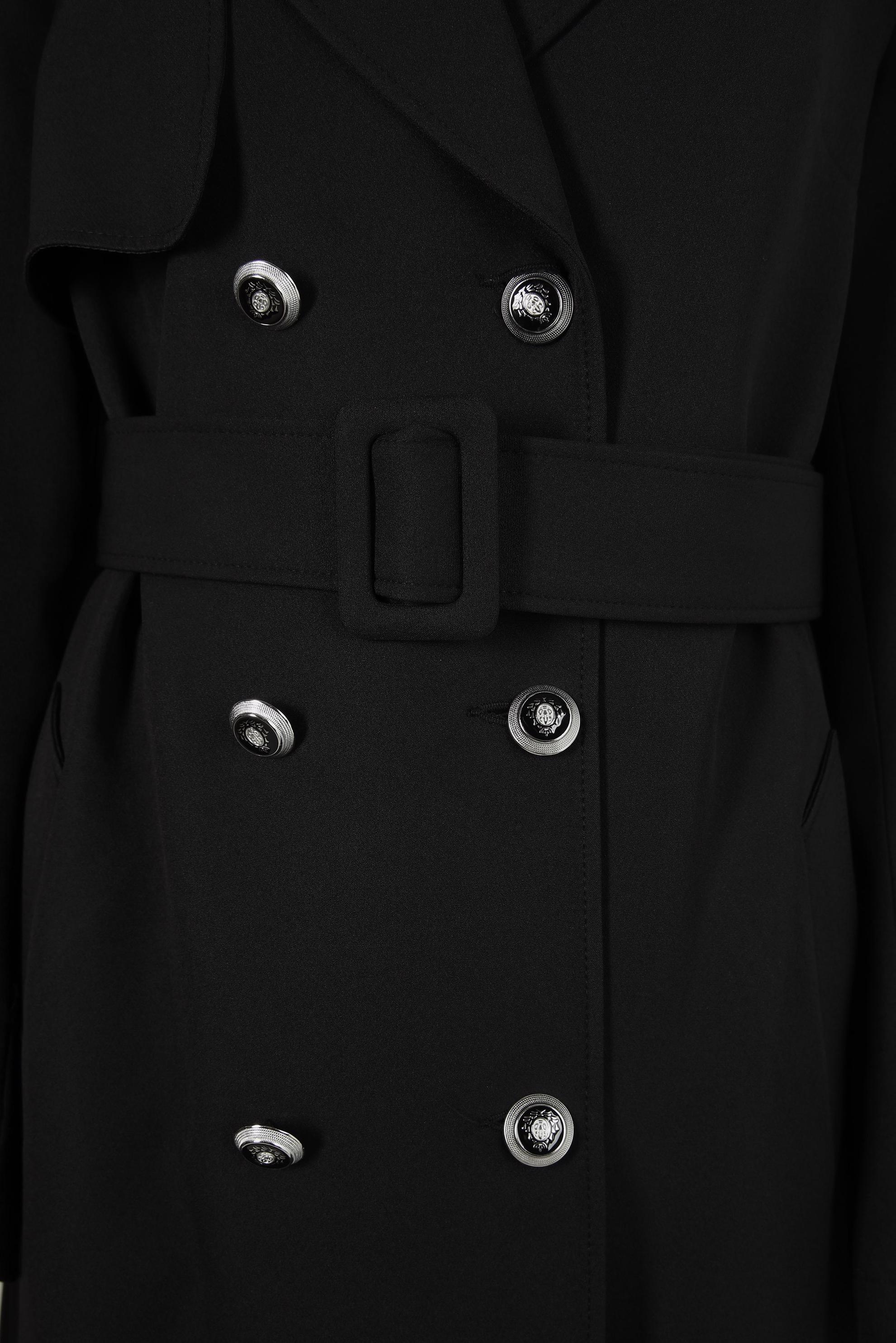 Tesettür giyim SİYAH KRUVAZE YAKA TRENÇKOT 10812