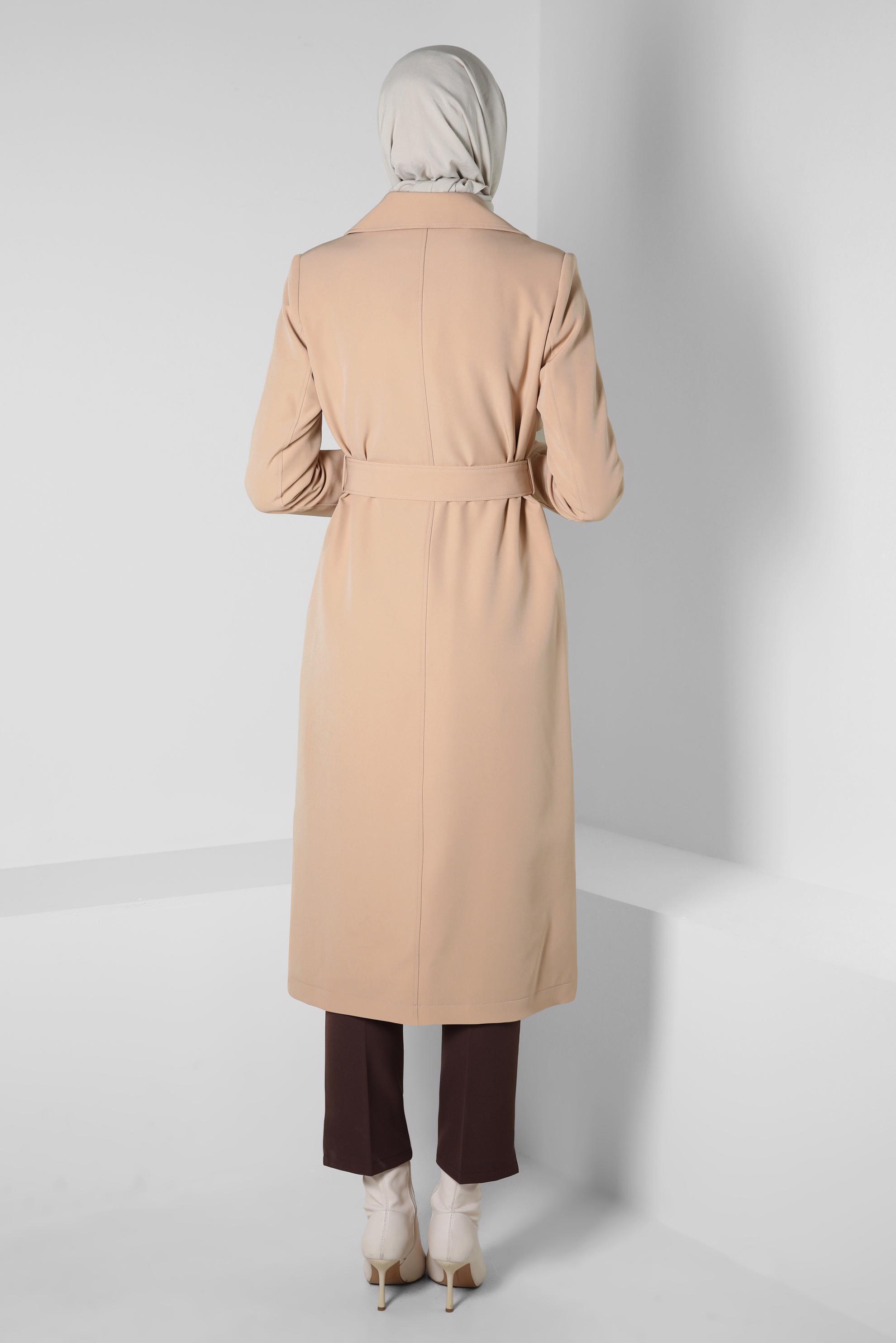 Vêtements hijab BEIGE TRENCH À DOUBLE BOUTONNAGE 10812