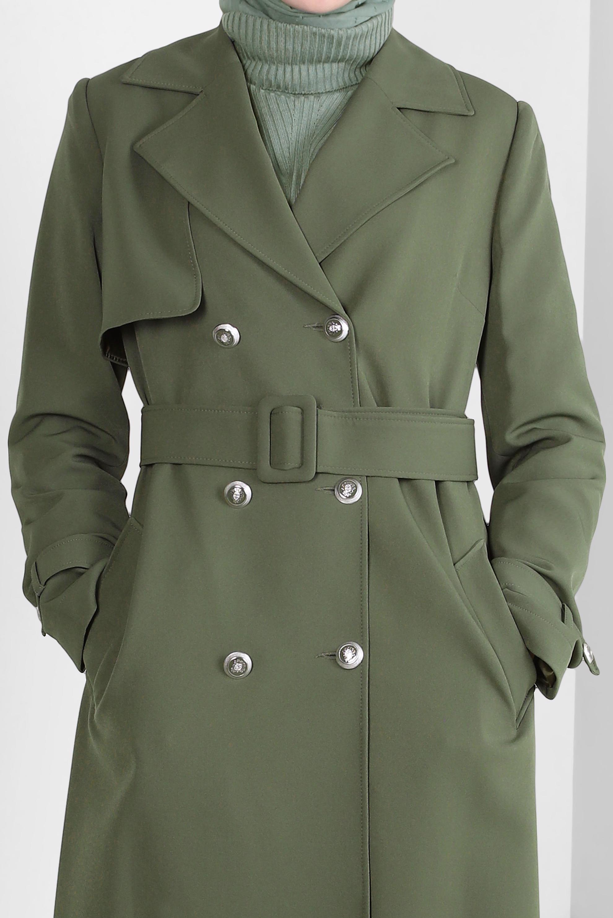 Vêtements hijab KAKI TRENCH À DOUBLE BOUTONNAGE 10812