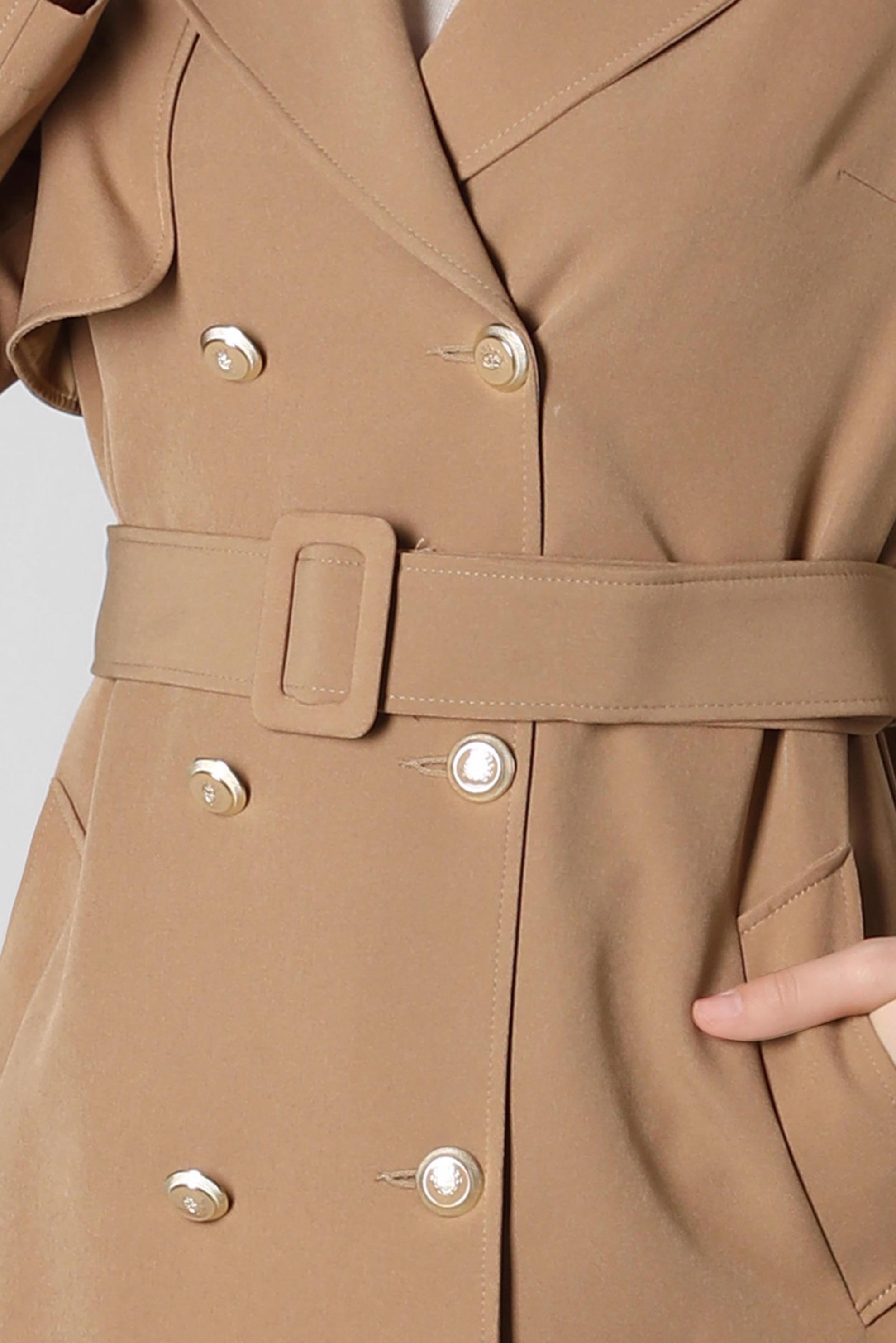 Tesettür giyim BEJ KRUVAZE YAKA TRENÇKOT 10812