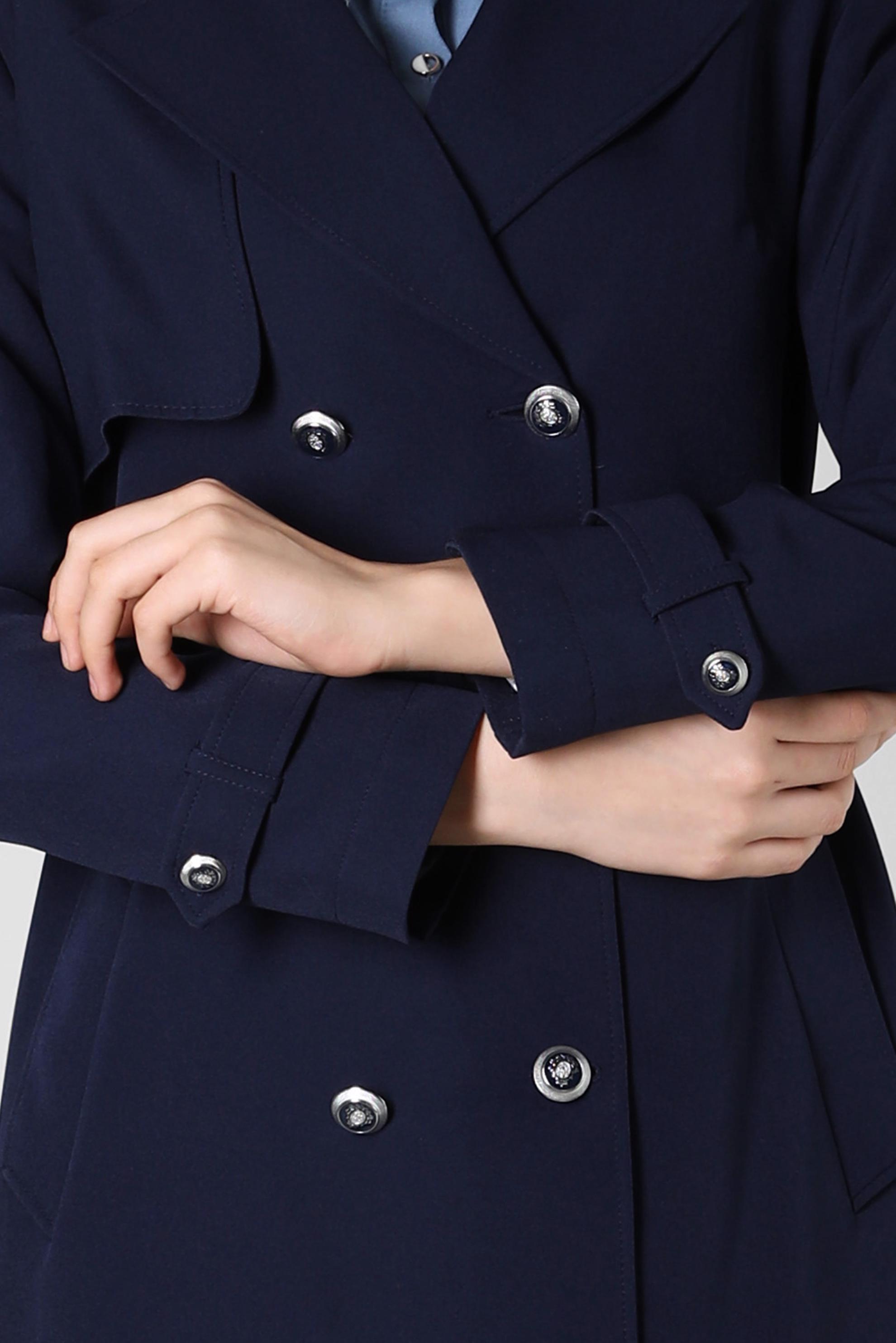 Tesettür giyim LACİVERT KRUVAZE YAKA TRENÇKOT 10812