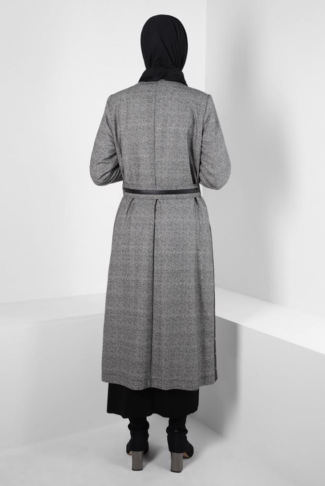 Hijab clothing BLACK BELTED TRENCH COAT 10813 - ALVİNA