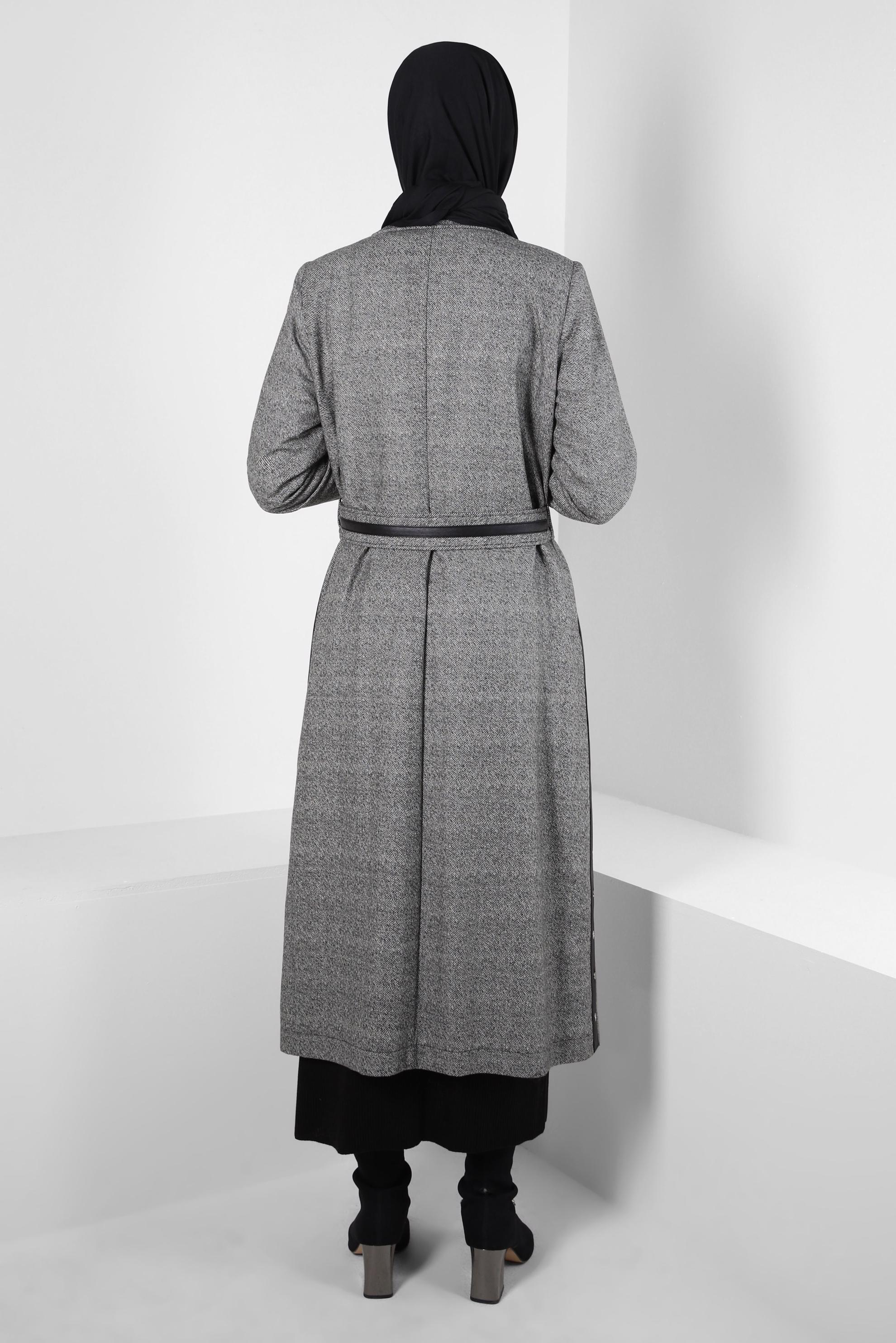 Vêtements hijab NOIR TRENCH-COAT CEINTURE 10813