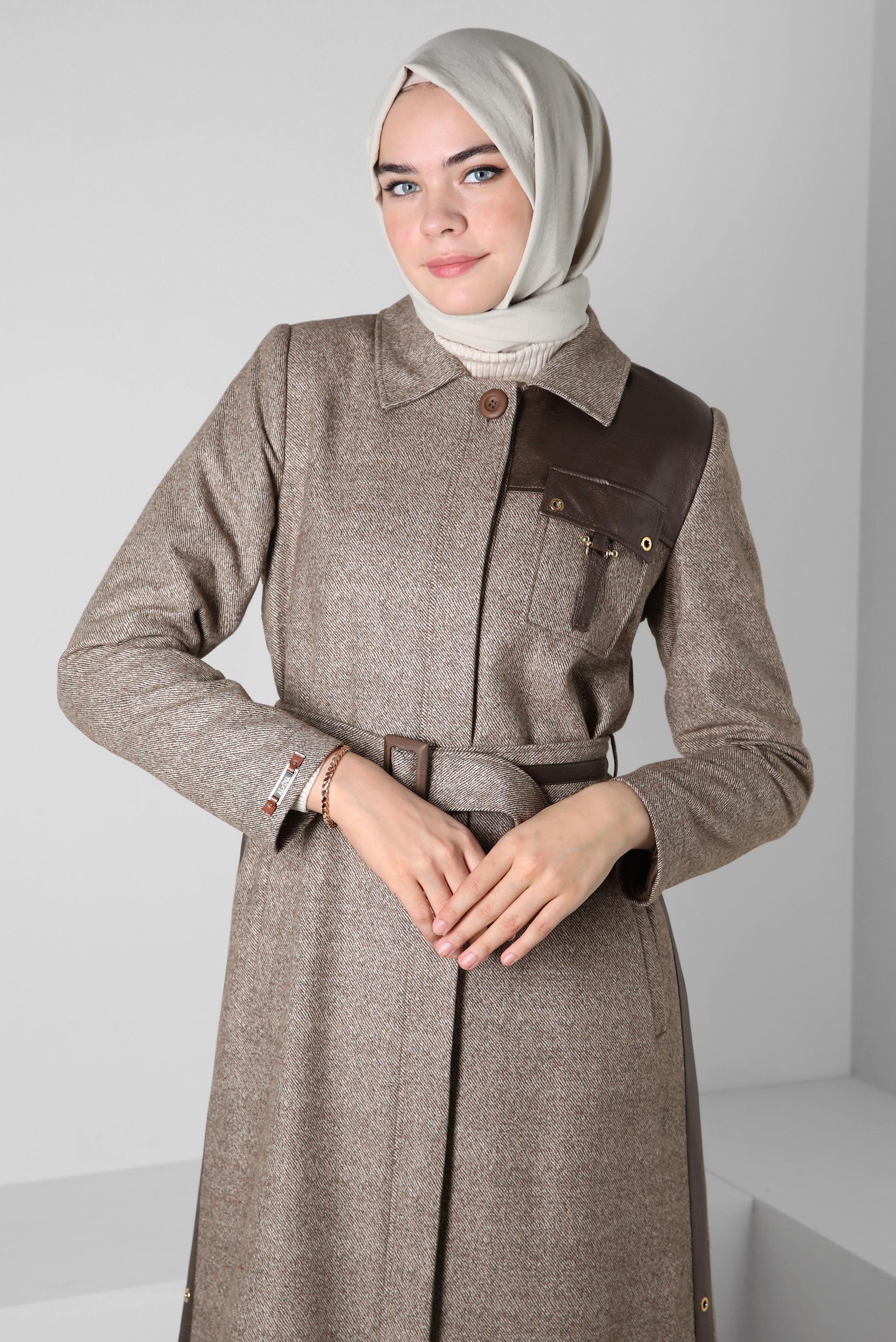 Vêtements hijab BRUN TRENCH-COAT CEINTURE 10813