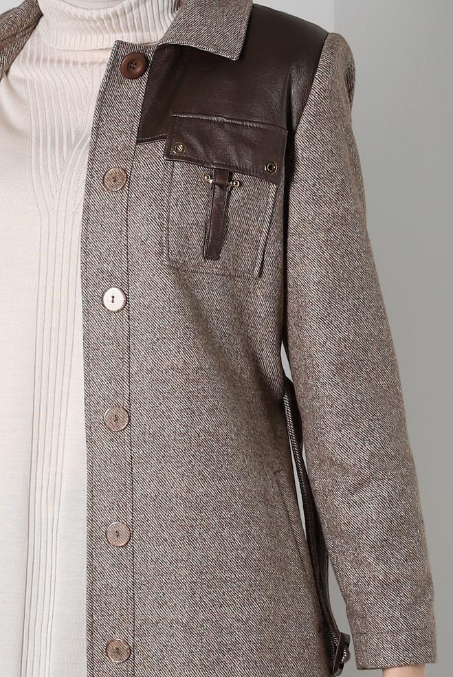 Hijab clothing BROWN BELTED TRENCH COAT 10813 - ALVİNA